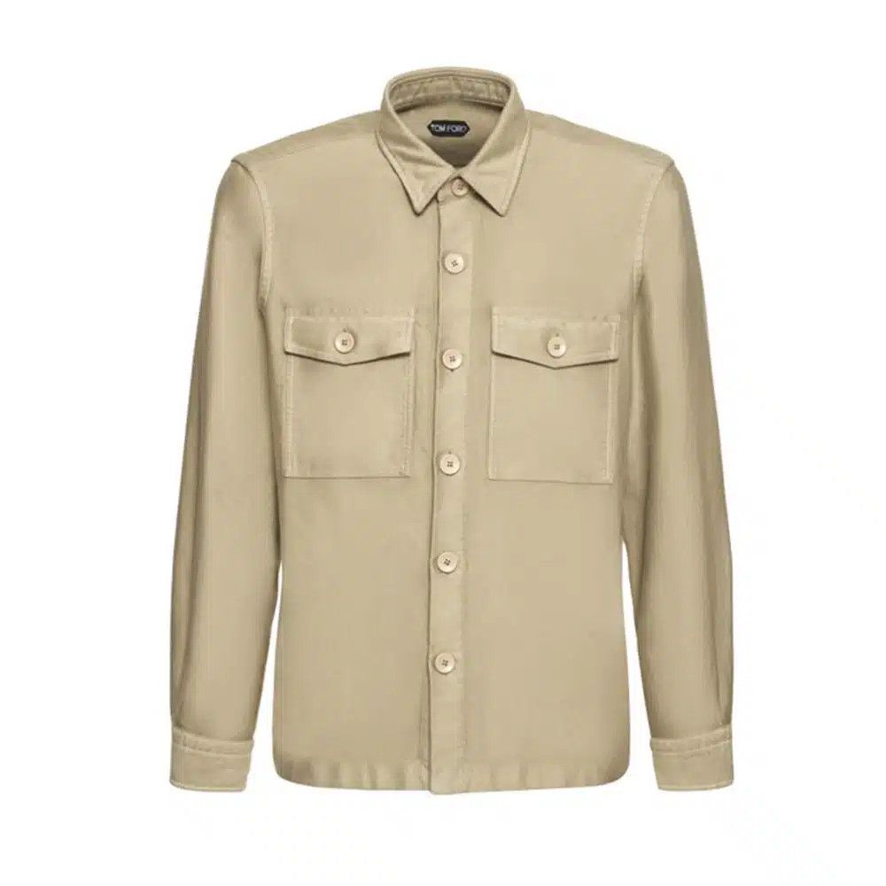 Tom Ford o1loc1c0625 HXH001 Cotton Over Shirt in Beige Size US M / EU 48-50 / 2 - 1 Thumbnail