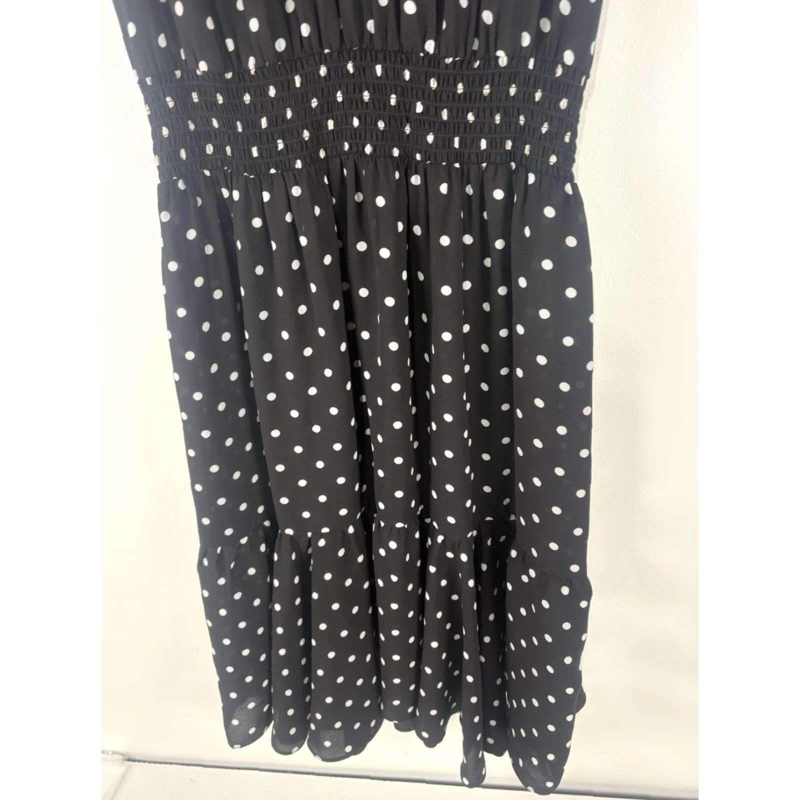Nanette Lepore Nanette Lepore Blk/Wht Polka Dot Midi Sheer Dress Womens Size 8 Size M / US 6-8 / IT 42-44 - 4 Thumbnail