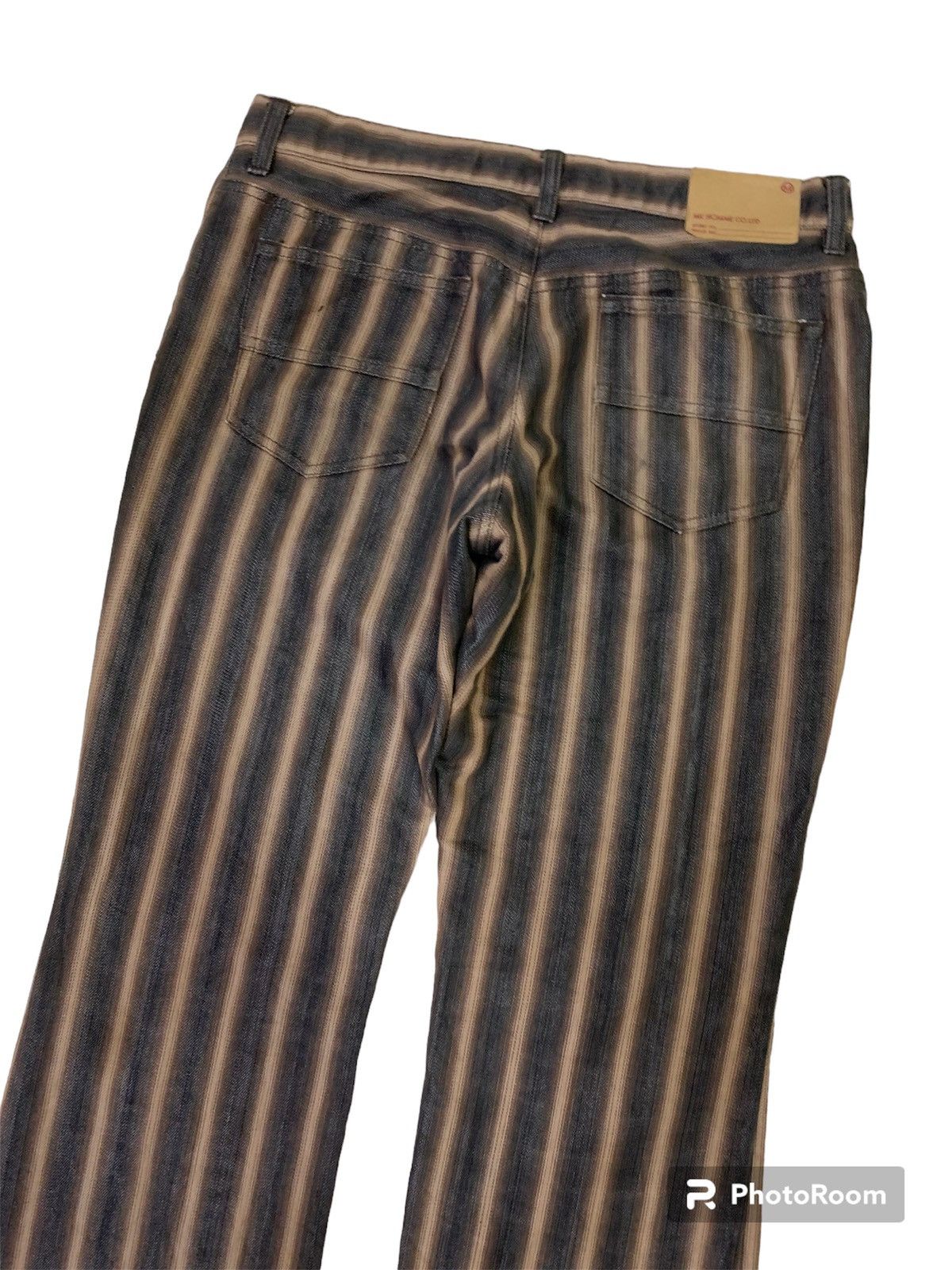 Michel Klein 💥Vintage Flare Japanese General Works MkHomme Stripe Pant Size US 30 / EU 46 - 3 Thumbnail