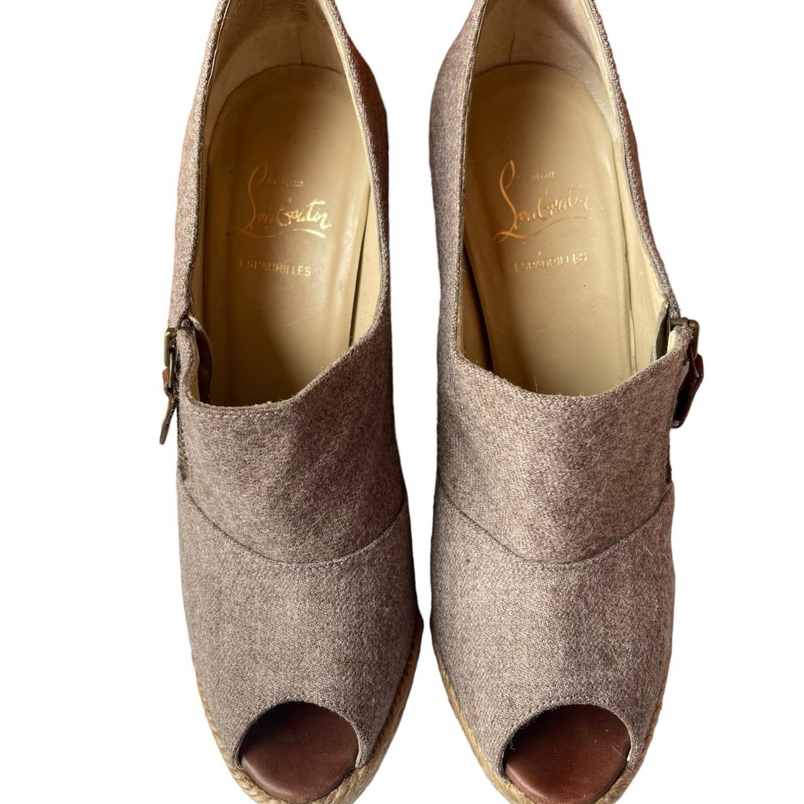 Christian Louboutin Christian Louboutin Deroba Peep Toe TAUPE Flannel Size 40 Size US 10.5 / IT 40.5 - 2 Thumbnail