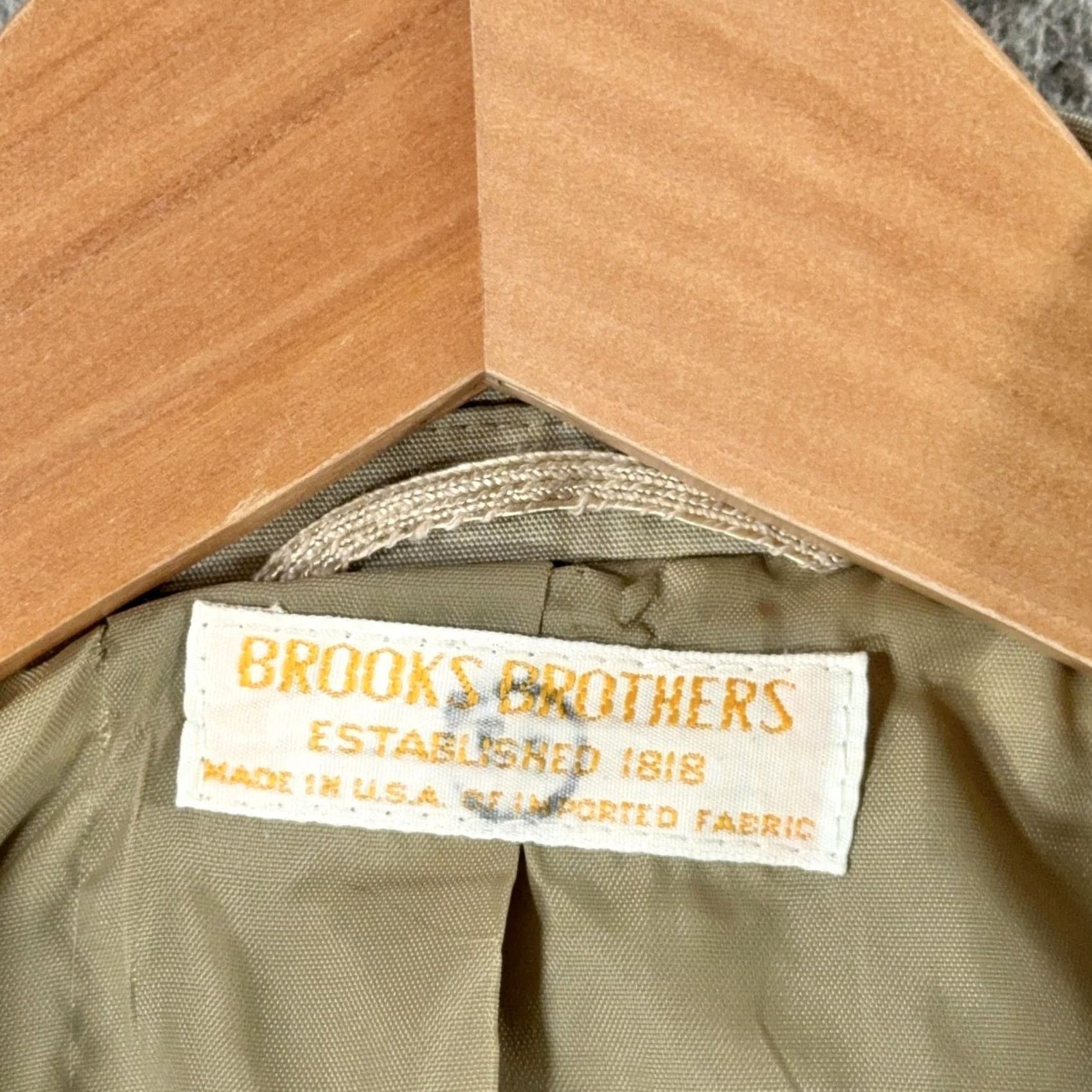 Brooks Brothers VINTAGE Brooks Brothers Blazer Mens 44 Long Beige Cotton Sport Coat 70s 80s Size 44R - 2 Thumbnail