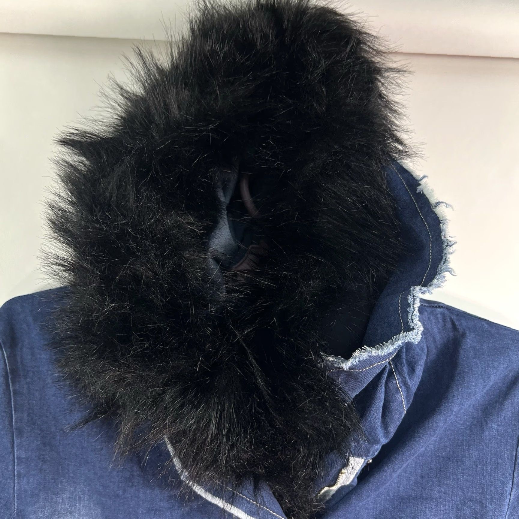 Denime La Coalition Denim Step Button Faux Fur Jacket Women’s Size M Blue 90s Retro Classic Size M / US 6-8 / IT 42-44 - 5 Thumbnail