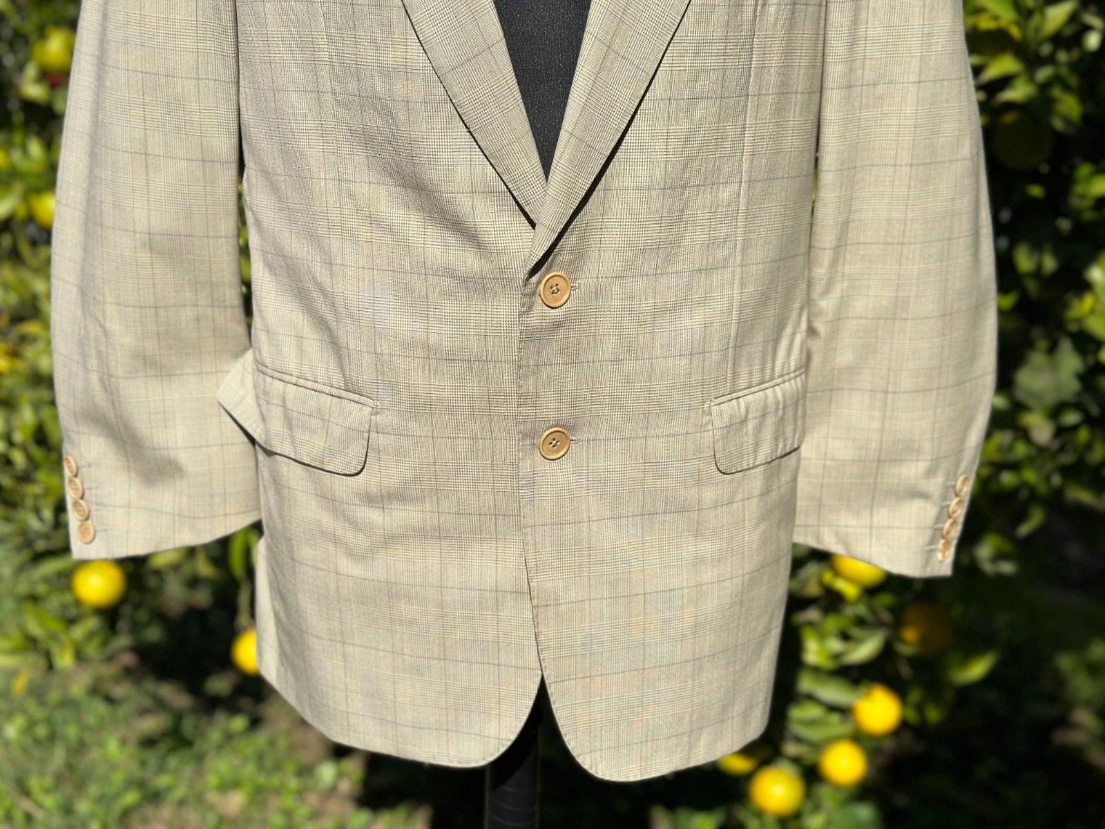 Gucci Gucci Vintage Blazer IT 46 Beige Glen Check 2-Button Size 46R - 8 Thumbnail