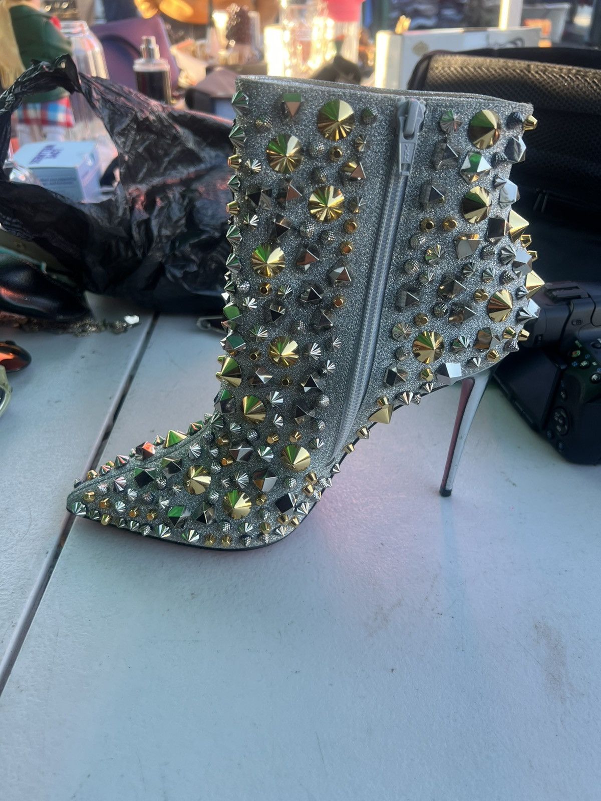 Christian Louboutin Christian Louboutin So Full Kate 100 glitter studded boots Size US 9.5 / IT 39.5 - 4 Thumbnail