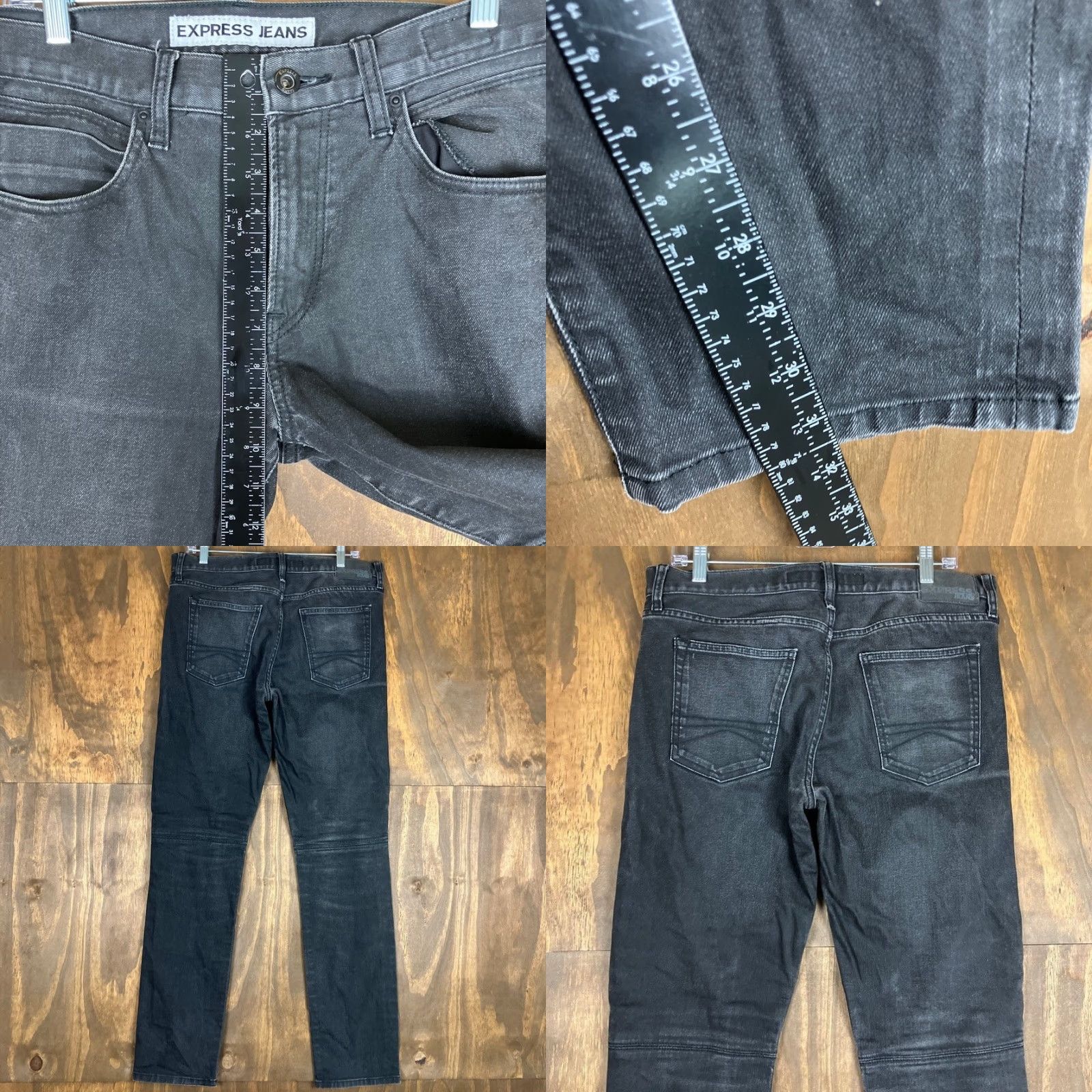 Express Express Mens Jeans Black Denim Rocco Slim Fit Skinny Leg Stretch 32x34 Size US 33 - 8 Thumbnail