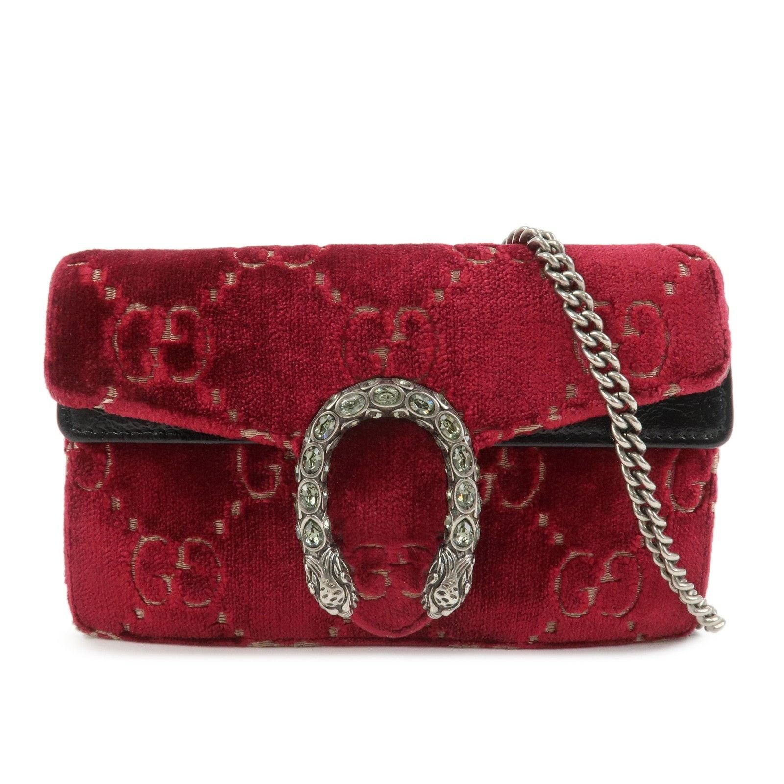 Gucci Gucci Dionysus Super Mini Velvet Flap Bag Red Size ONE SIZE - 1 Thumbnail