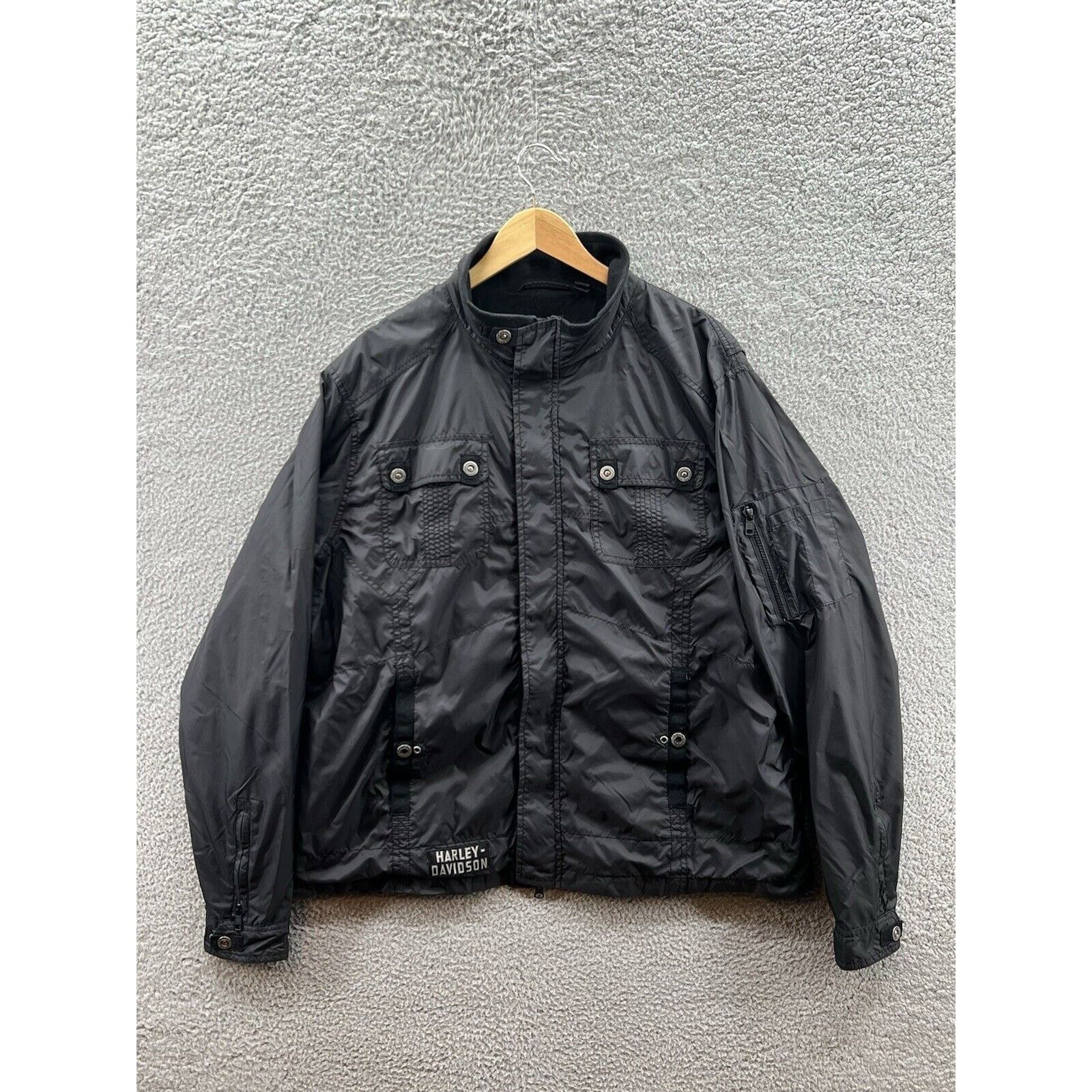 Harley Davidson Harley Davidson Windbreaker Utility Jacket Black Nylon 2XL Size US XXL / EU 58 / 5 - 1 Thumbnail
