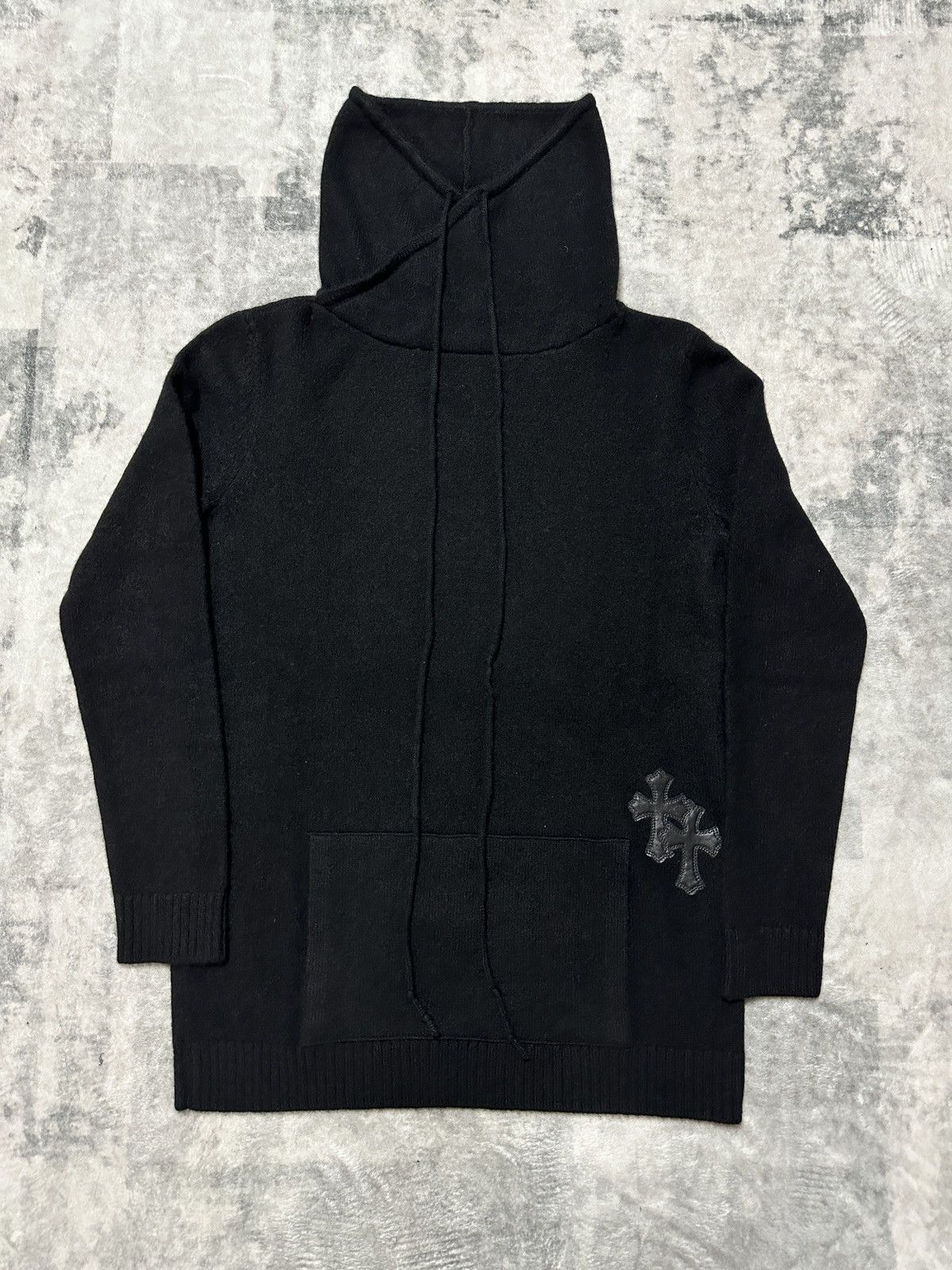 image of Chrome Hearts Cashmere Cross Patch Hoodie in Black, Men's (Size Small)