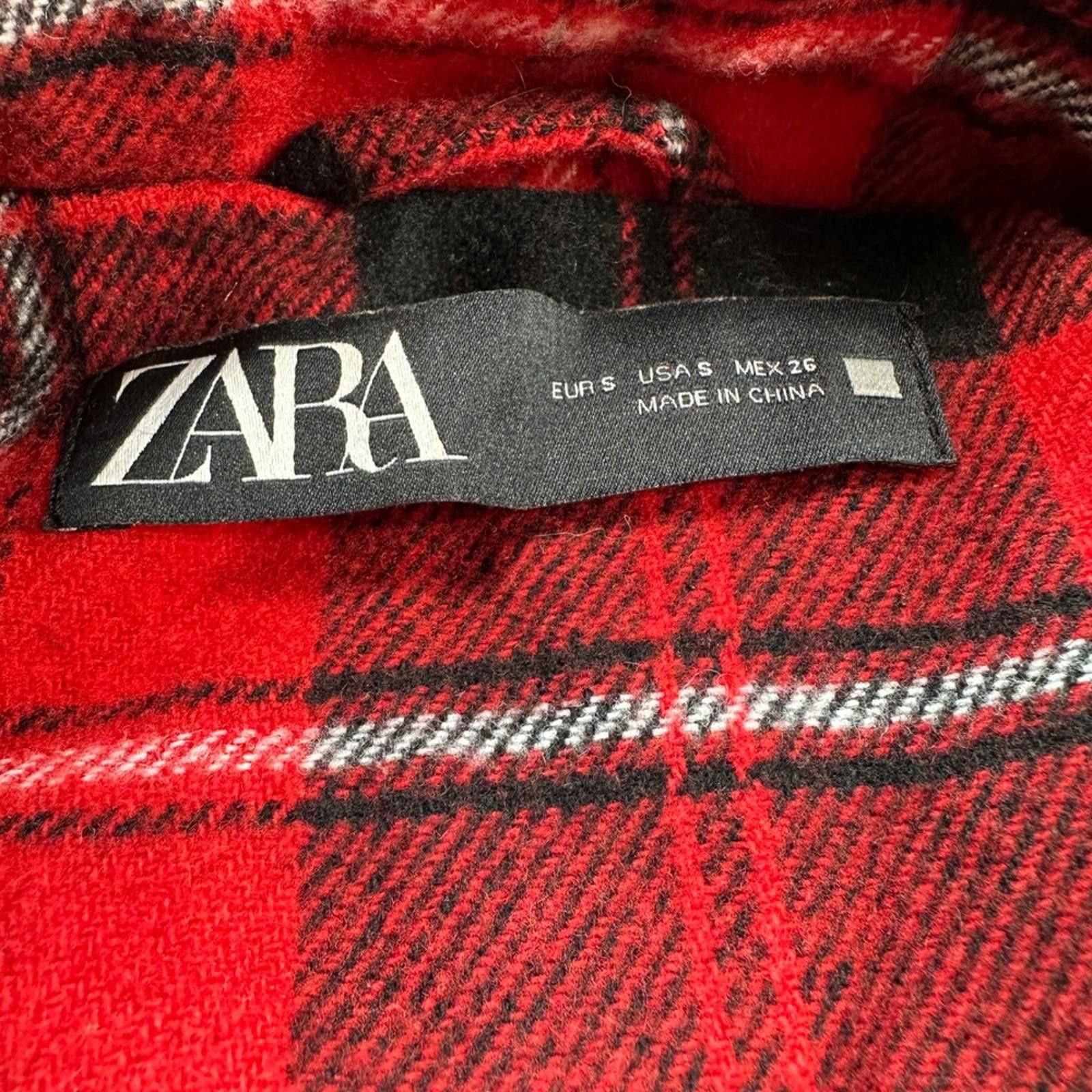 Zara ZARA Plaid Flannel Shirt Jacket Womens S Red Button Up Size S / US 4 / IT 40 - 4 Thumbnail