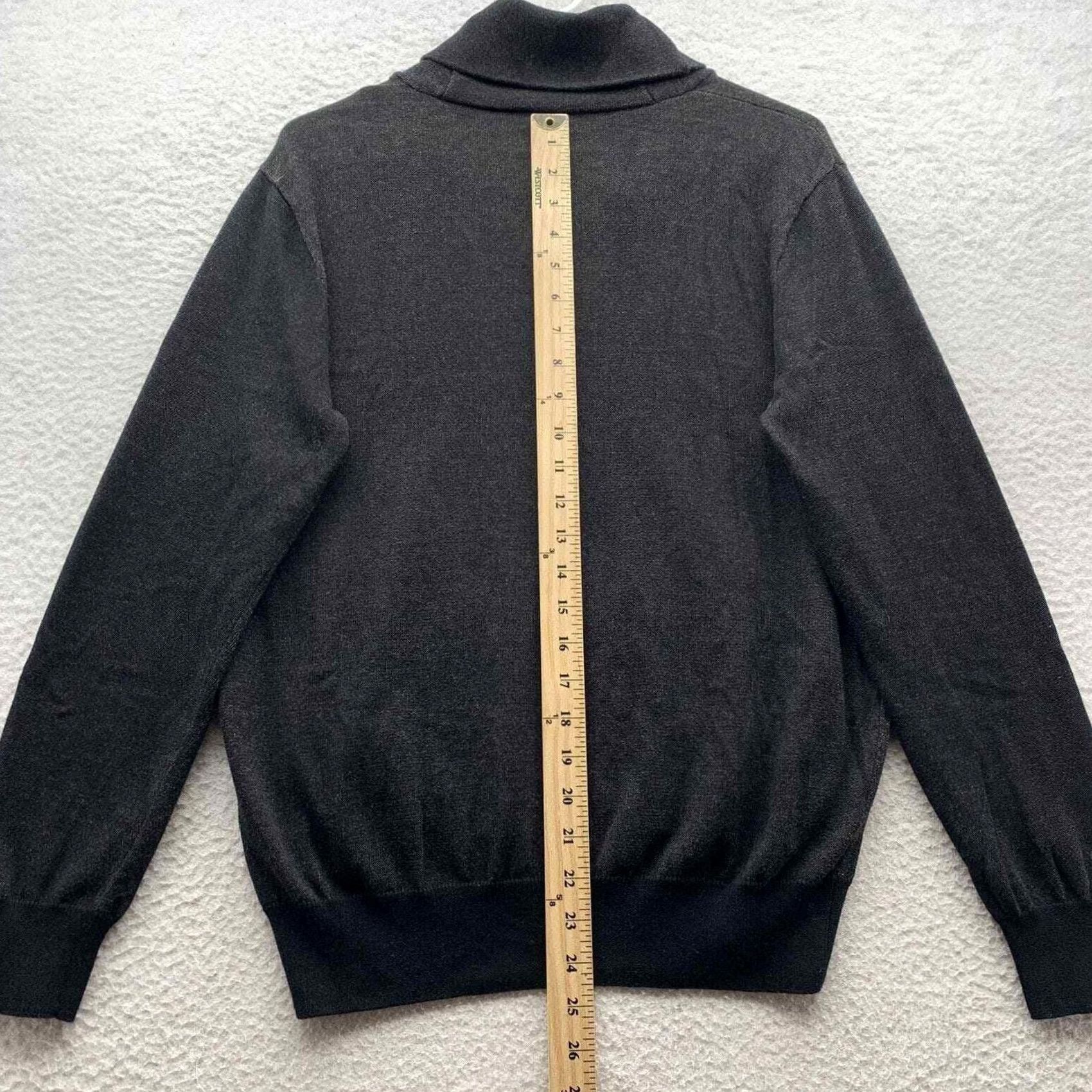 J.Crew J Crew Sweater Mens Medium Shawl Neck Charcoal Gray Button Pullover Knit Casual Dad Size US M / EU 48-50 / 2 - 5 Thumbnail