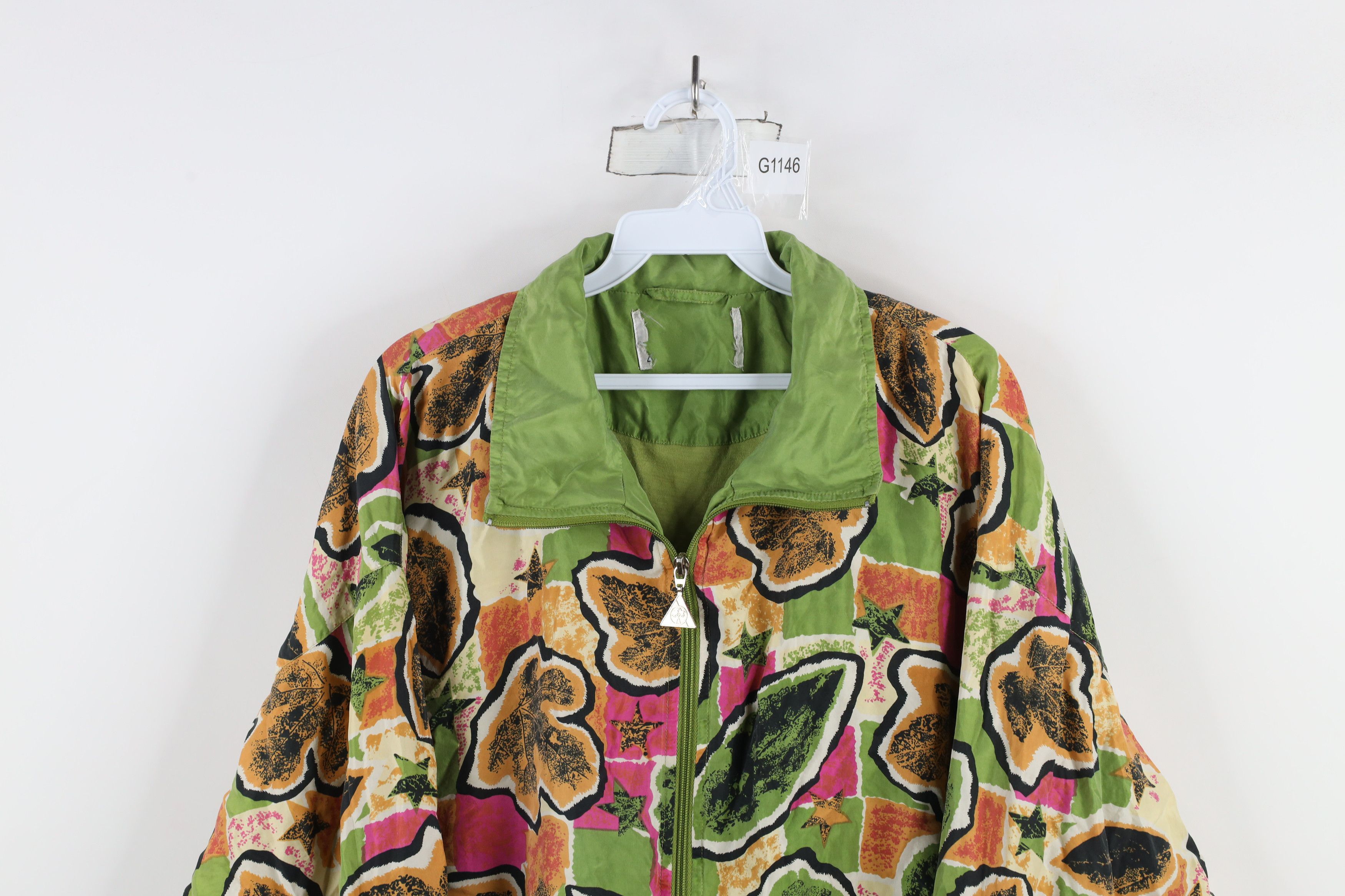 Vintage Vintage 90s Streetwear Leaf Silk Full Zip Bomber Jacket Size XXL / US 16-18 / IT 52-54 - 2 Thumbnail