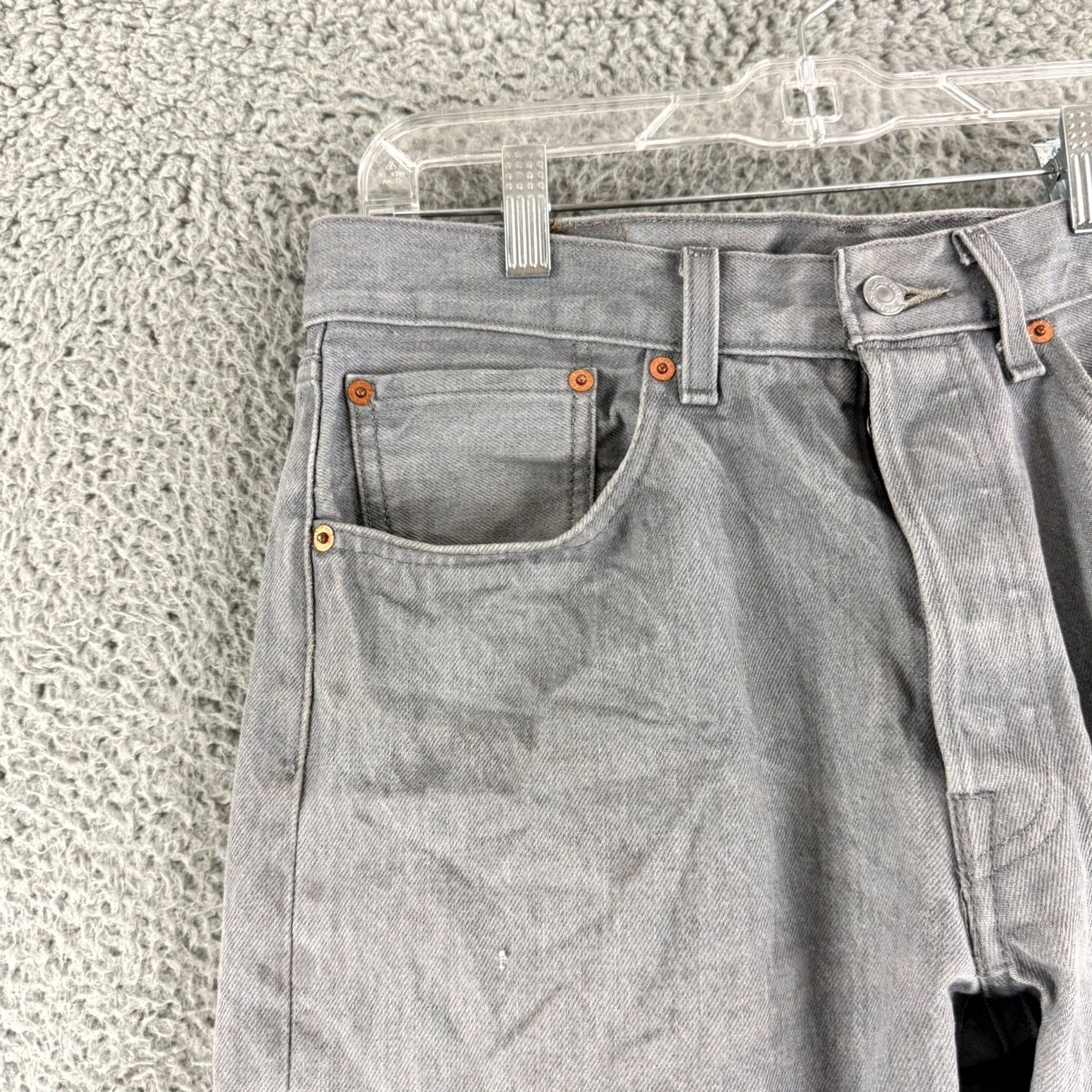 Levi's Levi's 501 Jeans Mens 33x30 Gray Straight Leg Button Fly Denim Original Fit Size US 33 - 3 Thumbnail