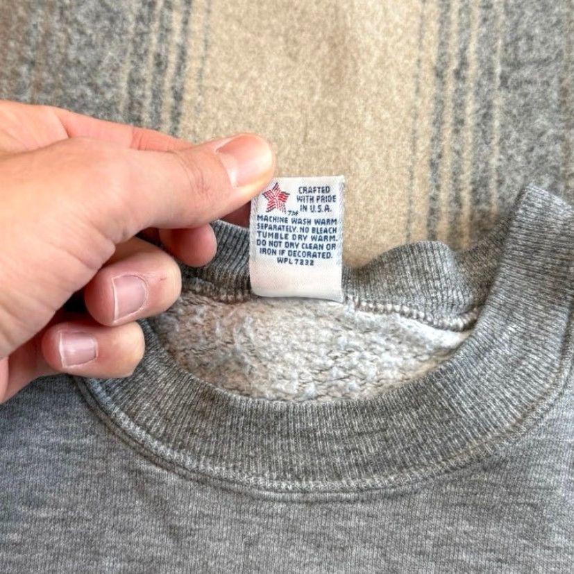 Spell VINTAGE University Of Michigan Spell Out Crewneck Sweatshirt Russell S/M Gray Men Pullover Long Sleeve 80s 90s College Sports Size US M / EU 48-50 / 2 - 4 Thumbnail