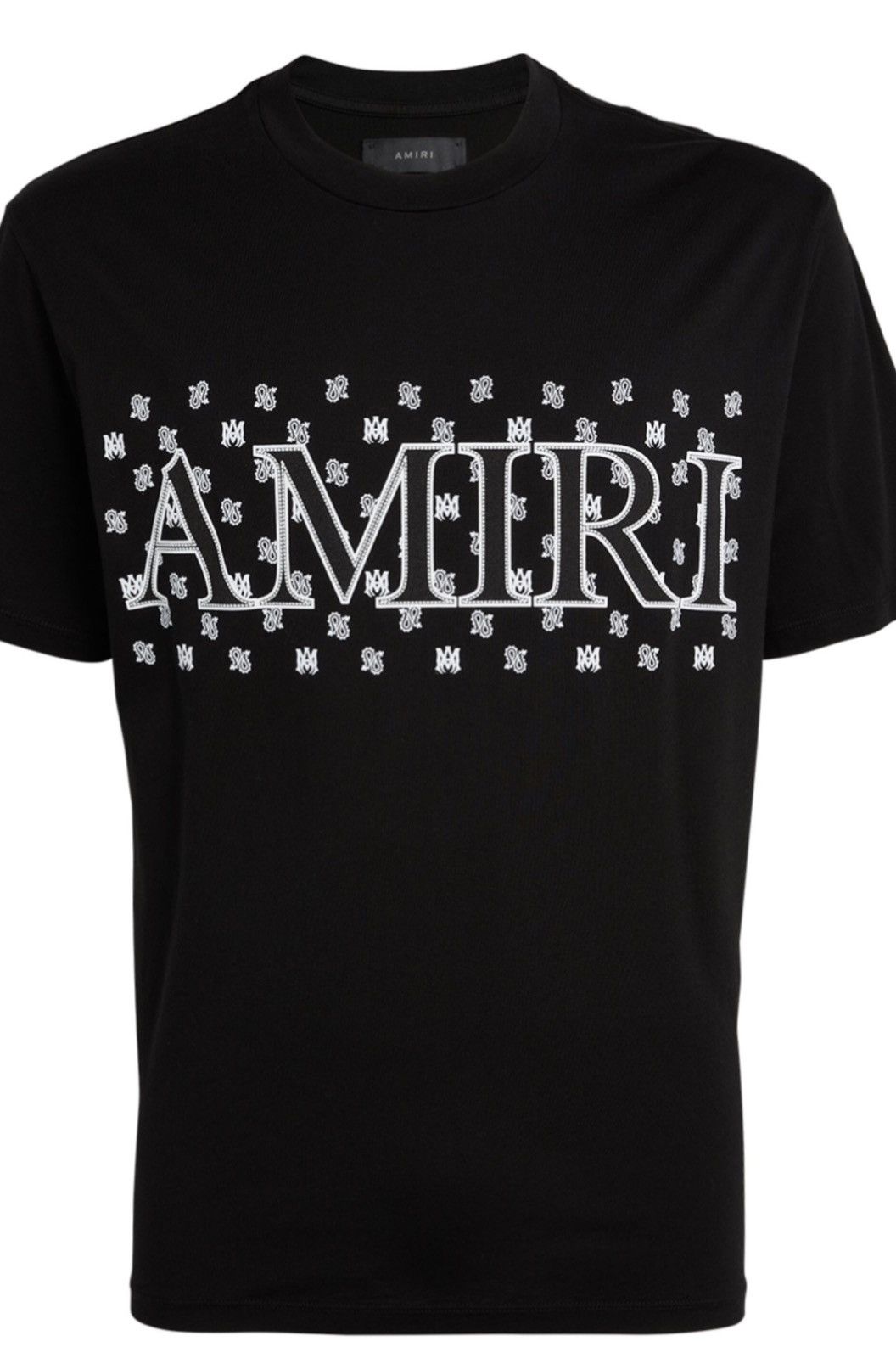 image of Amiri Logo Paisley Print Tee Size Xs in Black, Men's