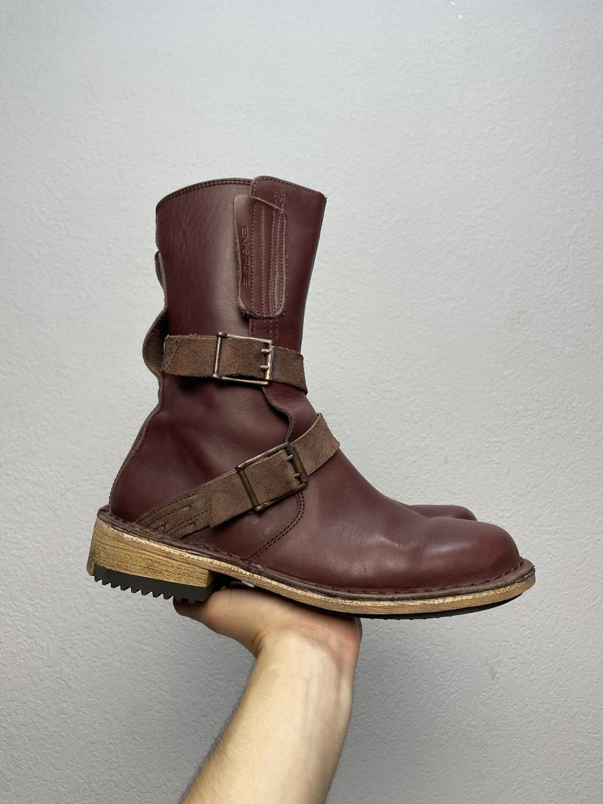 Hedi Slimane Vintage Rick Owens Vibe Burgundy Leather Moto Biker Boots Size US 9 / EU 42 - 1 Thumbnail