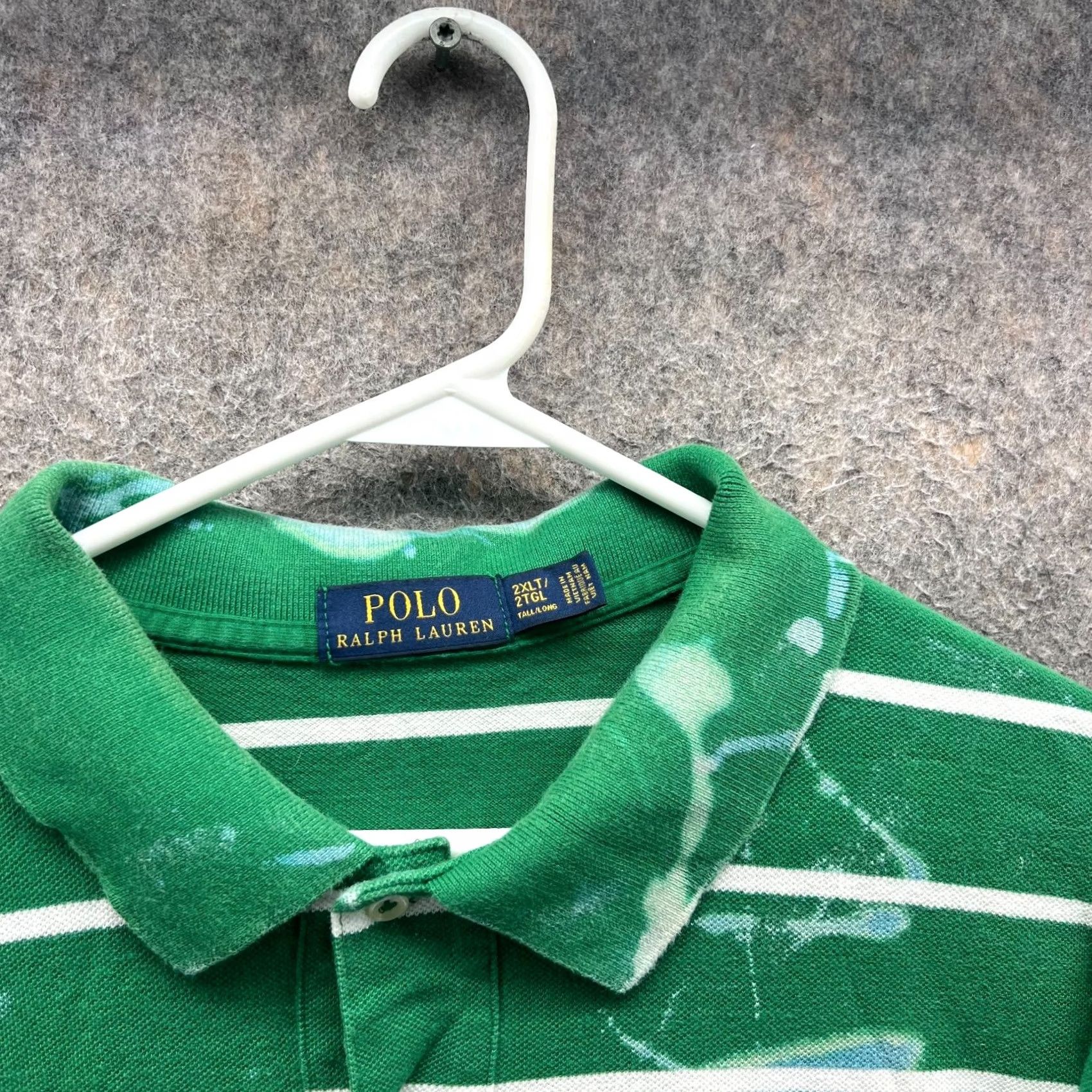 Polo Ralph Lauren VINTAGE Ralph Lauren Polo Shirt Mens 2XLT Green Stripes Polo Ralph Lauren Shirt Geometric Preppy 90s/Rugby/Golf Mens 2XLT Green Size US XXL / EU 58 / 5 - 6 Thumbnail