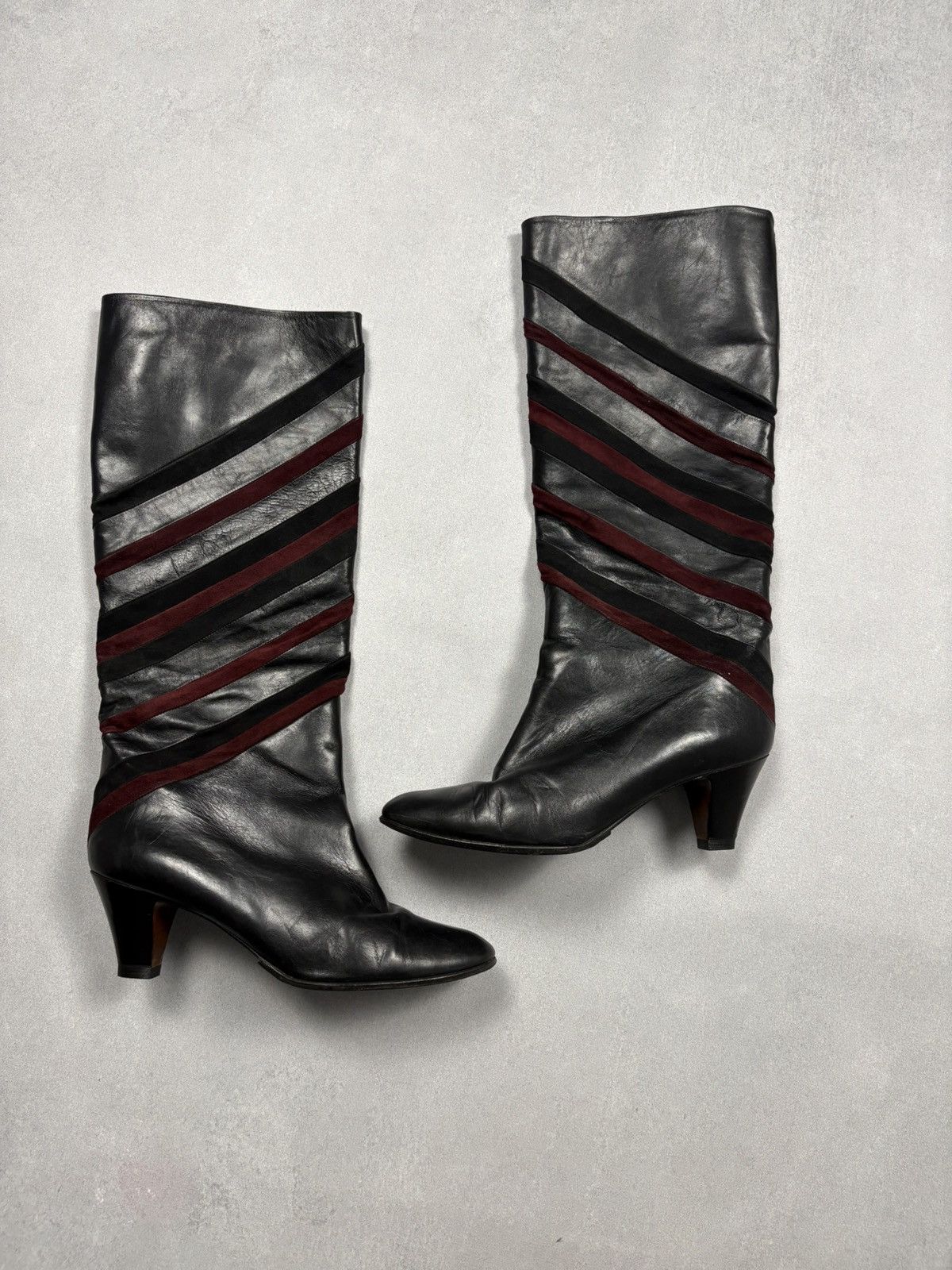 Bally BALLY Vintage Leather Suede High Boots Black Italy Rare 39.5 Size US 9.5 / IT 39.5 - 1 Thumbnail