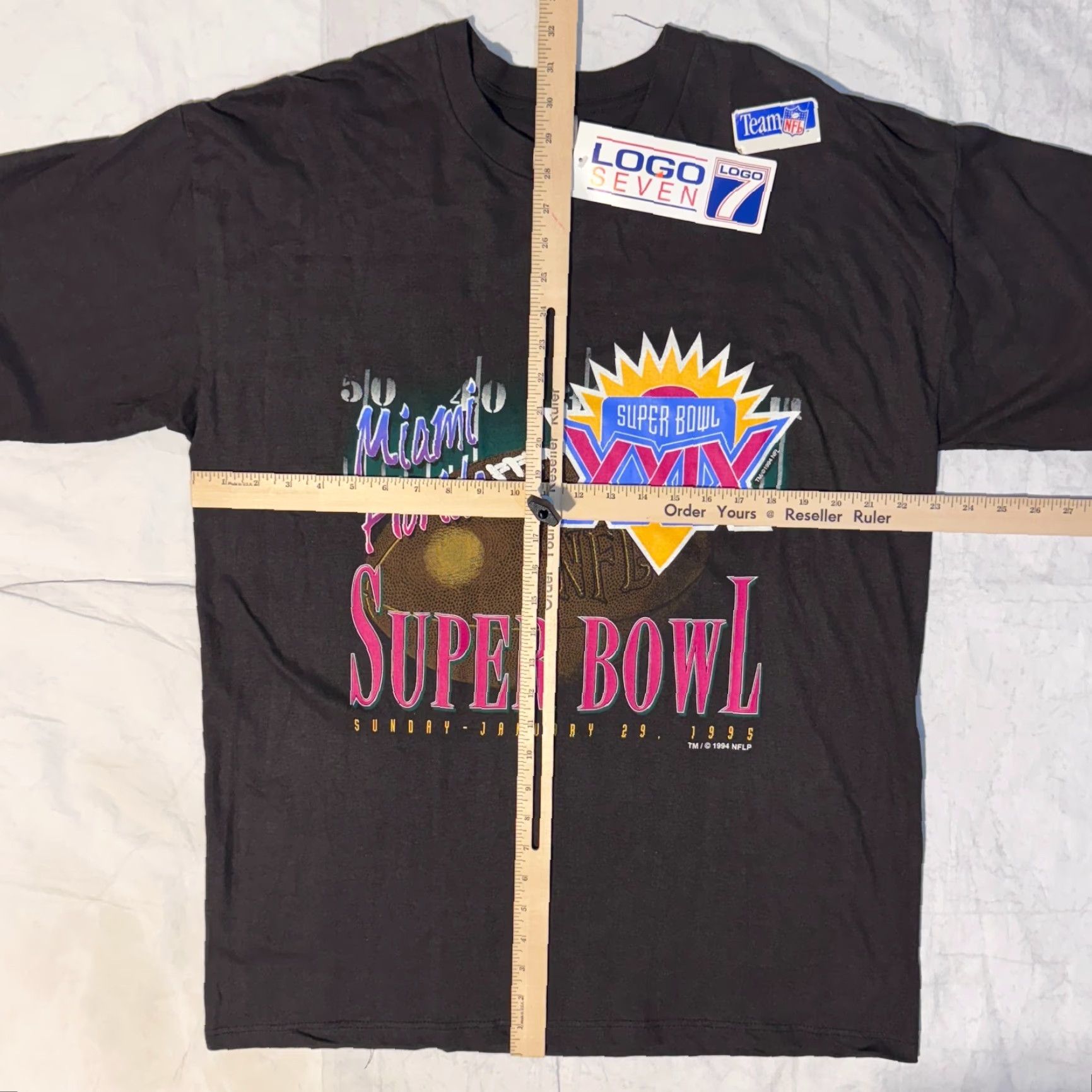 Logo 7 VINTAGE Logo 7 NFL Super Bowl XXIX T-Shirt Black XL Men Crew Neck Short Sleeve Jersey Cotton Logo 7 Size US XL / EU 56 / 4 - 5 Thumbnail