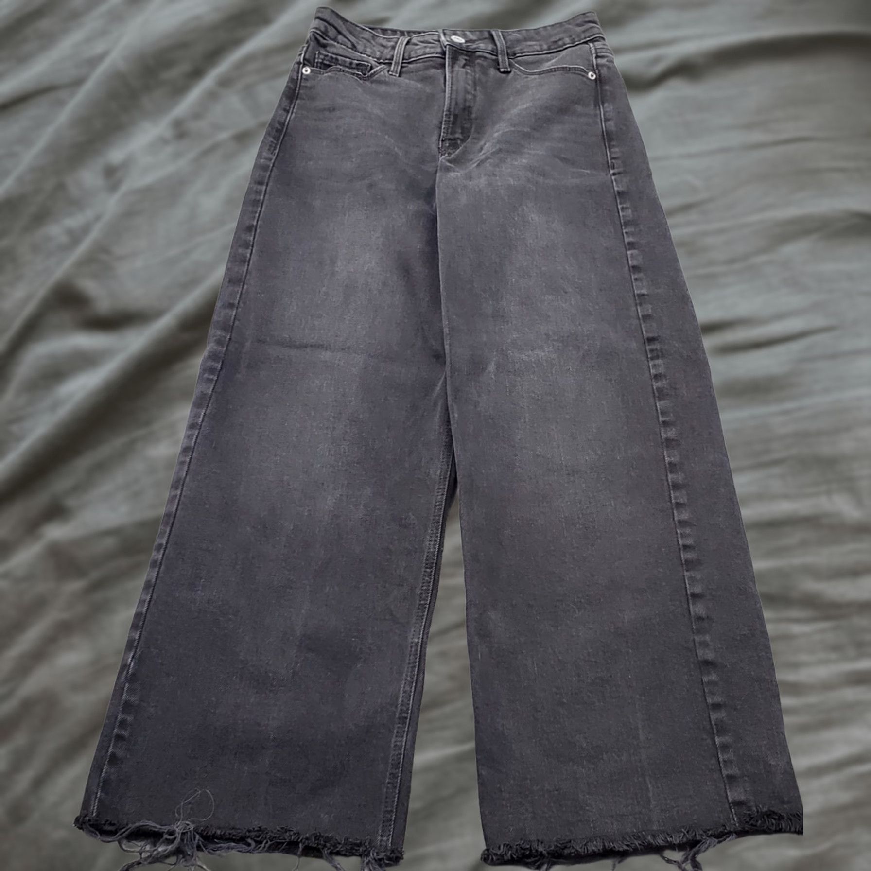 Old Navy Old Navy Jeans Womens 0 Black Denim Stretch Raw Hem Extra High Rise Wide Leg Jeans Womens 0 Black Denim Stretch Wide Leg Size 25" / US 0 / IT 36 - 1 Thumbnail