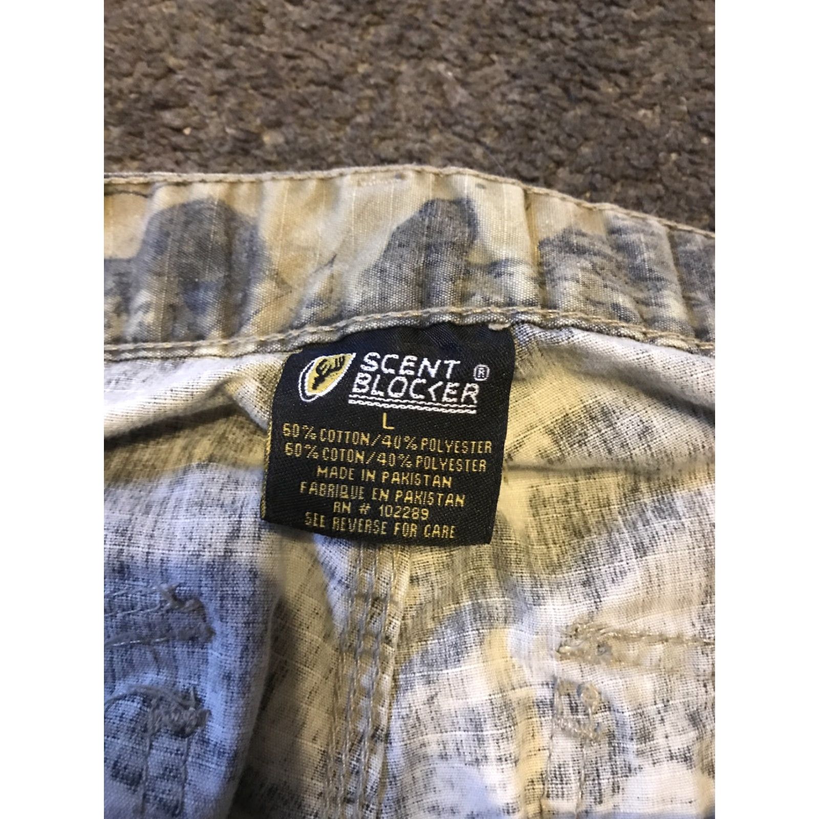 Vintage Scent Blocker Mens Cargo Camo Pants Large Green Tan Belted Flat Front Outdoor Size US 33 - 3 Thumbnail