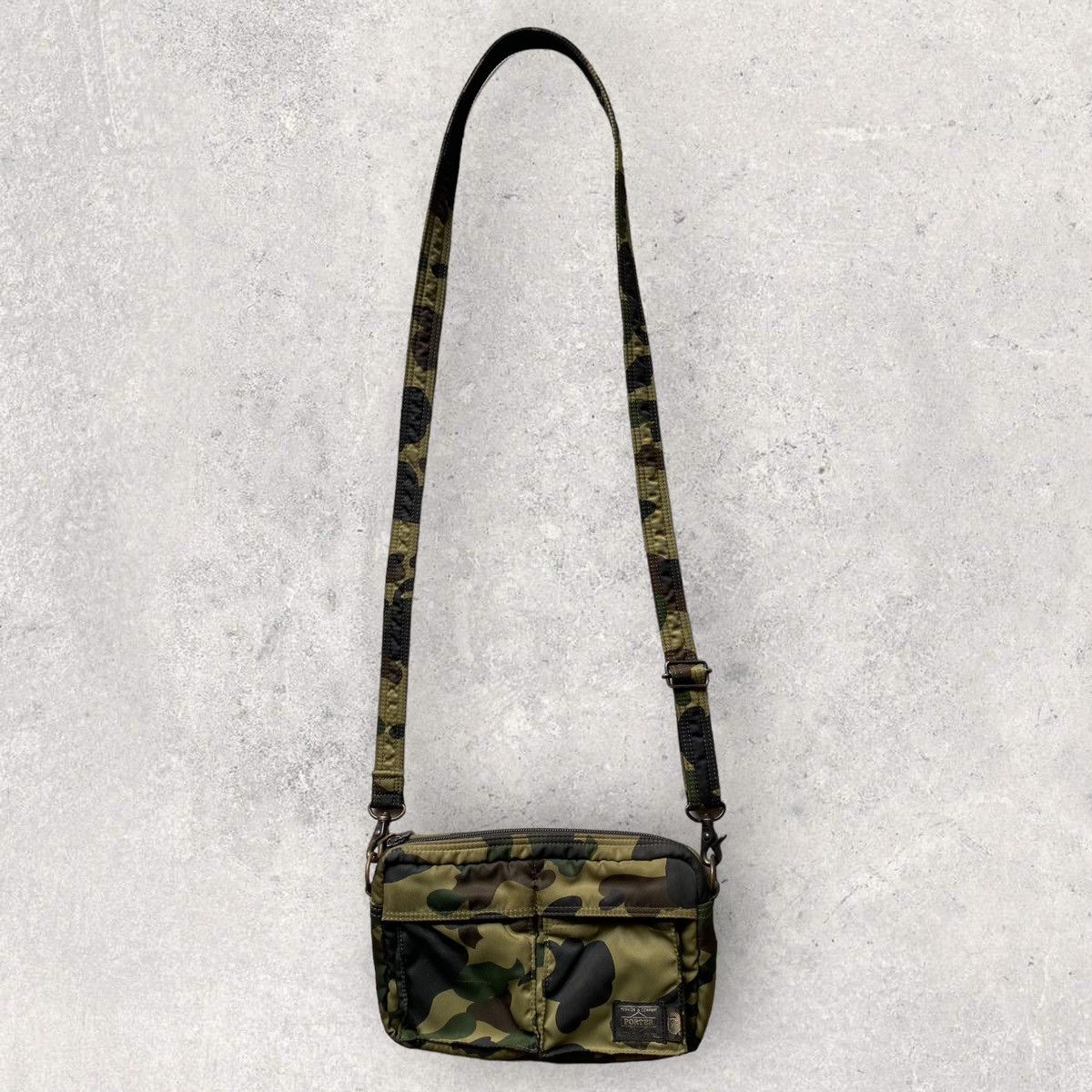 image of Bape x Porter Crossbody Bag in Green, Men's