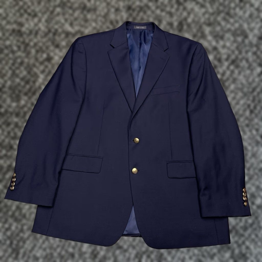 Chaps Chaps Sport Coat Blazer Navy Blue 42R Wool Four-Button Notch Lapel Regular Single-Breasted Dry Clean Only Men Size 42R - 1 Thumbnail
