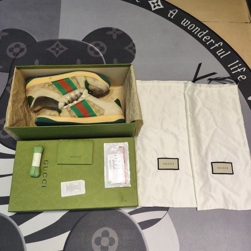 Gucci Gucci Screener Vintage Green Leather Sneakers - Size US 8.5 / EU 41-42 - 9 Thumbnail