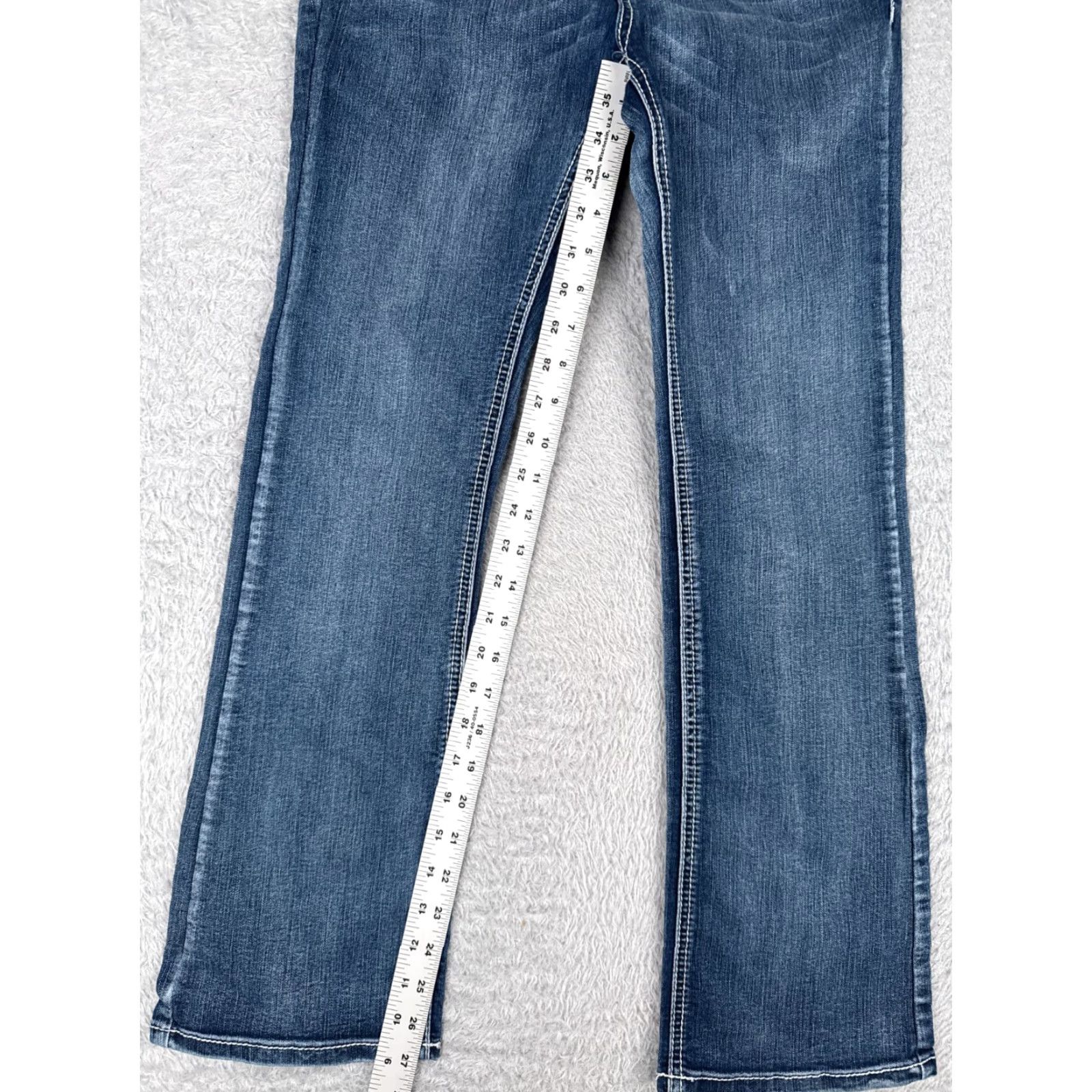 Denime VINTAGE Love Indigo Blue Denim Bootcut Jeans Juniors 16 Low Rise Embroidered Sequin Cotton Blend Girls Size 38" / US 16 / IT 52 - 7 Thumbnail