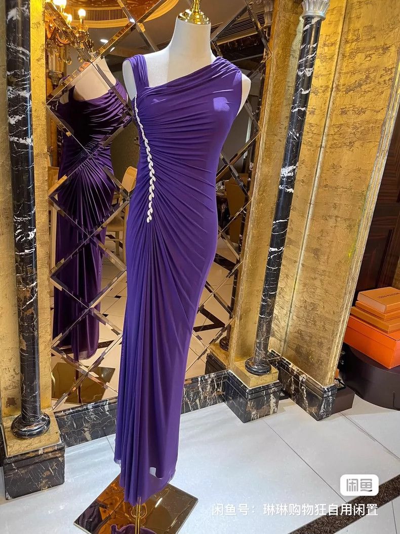 Versace Versace Violet Three-dimensional Pleated Mesh Rhinestone D Size M / US 6-8 / IT 42-44 - 9 Thumbnail