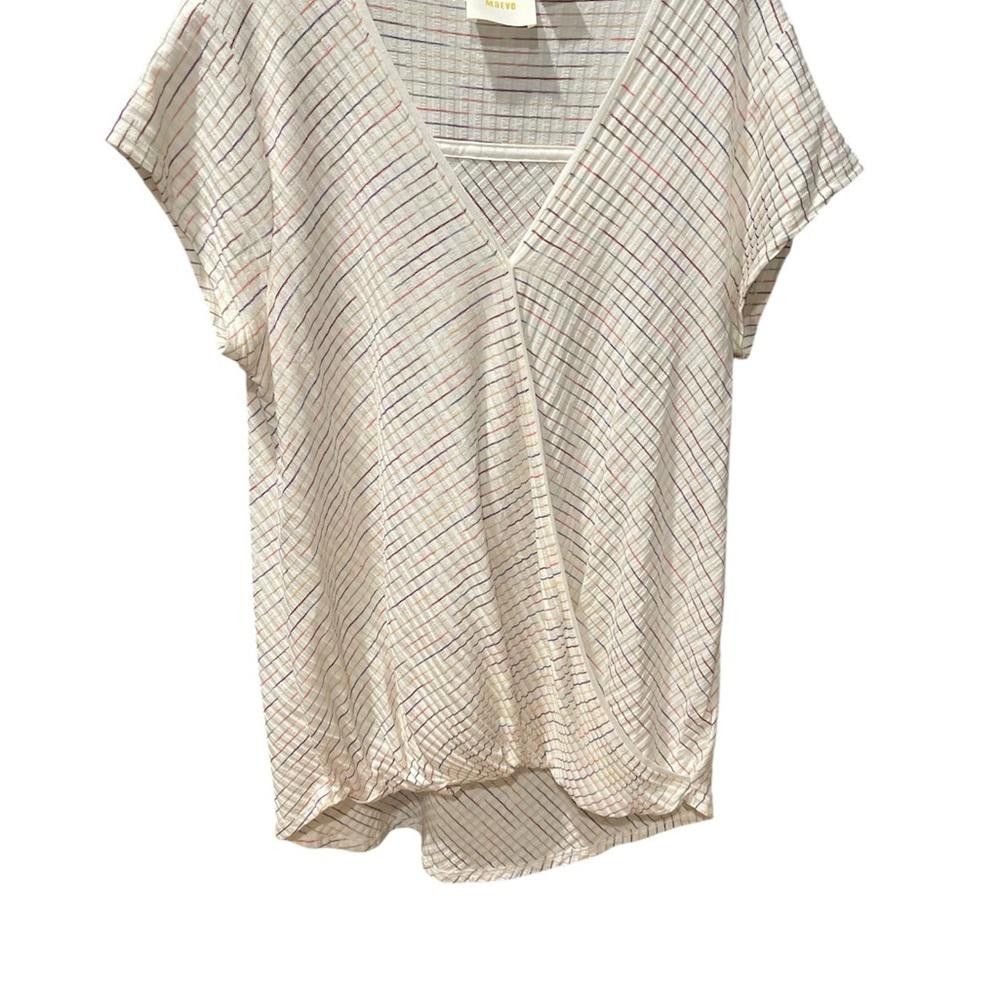 Marvel Comics Maeve By Anthropologie White Rainbow Stripe Leila Faux Wrap Size L / US 10 / IT 46 - 2 Thumbnail