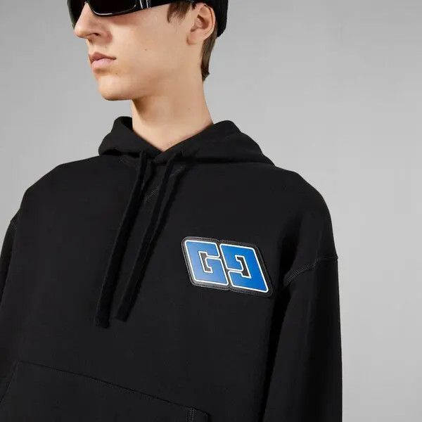 Gucci o1s1wg110225 GG Patch Fleece Cotton Sweatshirt Hoodie Black Size US XXL / EU 58 / 5 - 2 Thumbnail