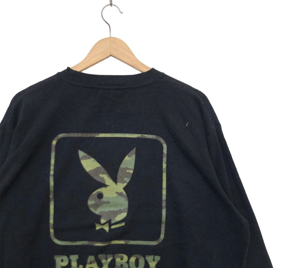 Japanese Brand Vintage 90s Playboy Bunny Camo Design Big Logo Sweatshirt. Size US XL / EU 56 / 4 - 3 Thumbnail