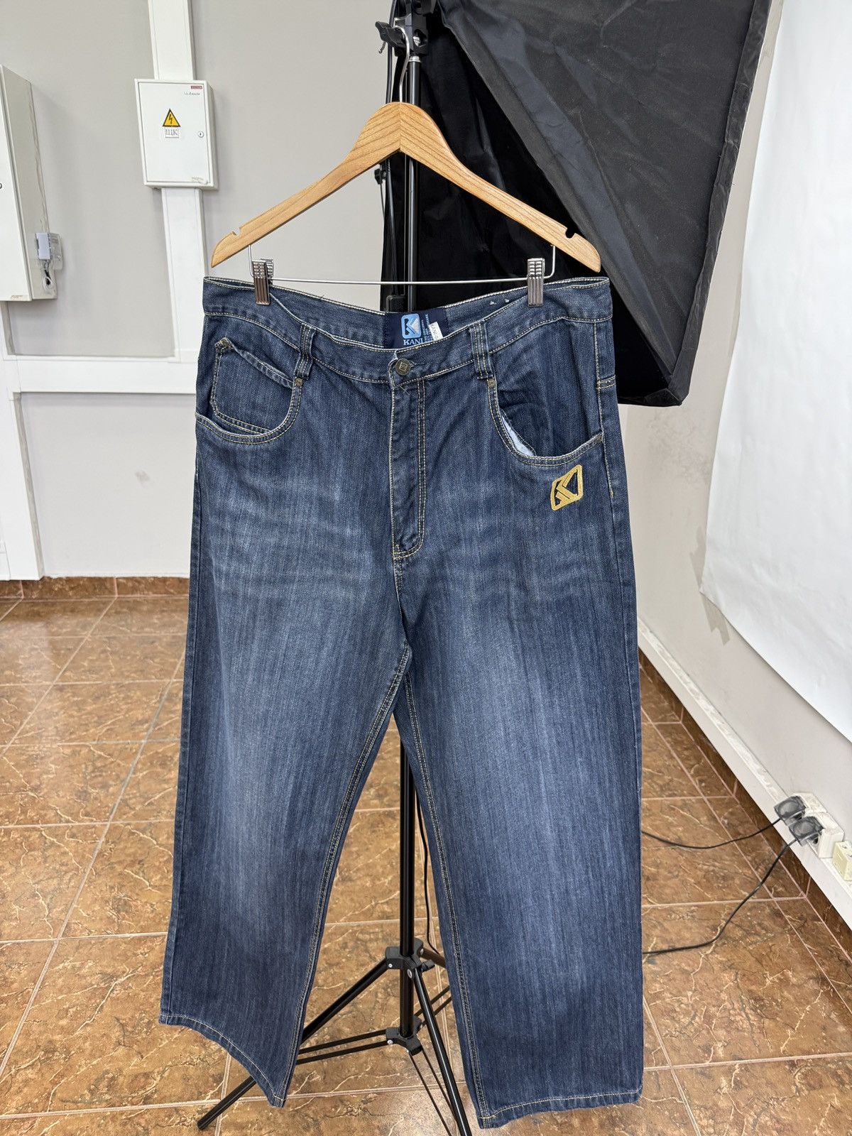 Karl Kani 🇺🇸 Vintage 90s Karl Kani Baggy Embroidered Denim Jean Retro Size US 38 / EU 54 - 2 Thumbnail