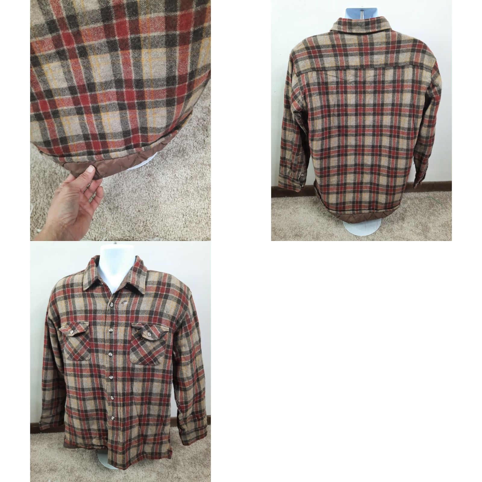 Vintage VINTAGE Northwest Territory Coat Shirt Plaid Flannel Wool Quilted Brown Blue Mens L XL? Size US L / EU 52-54 / 3 - 8 Thumbnail