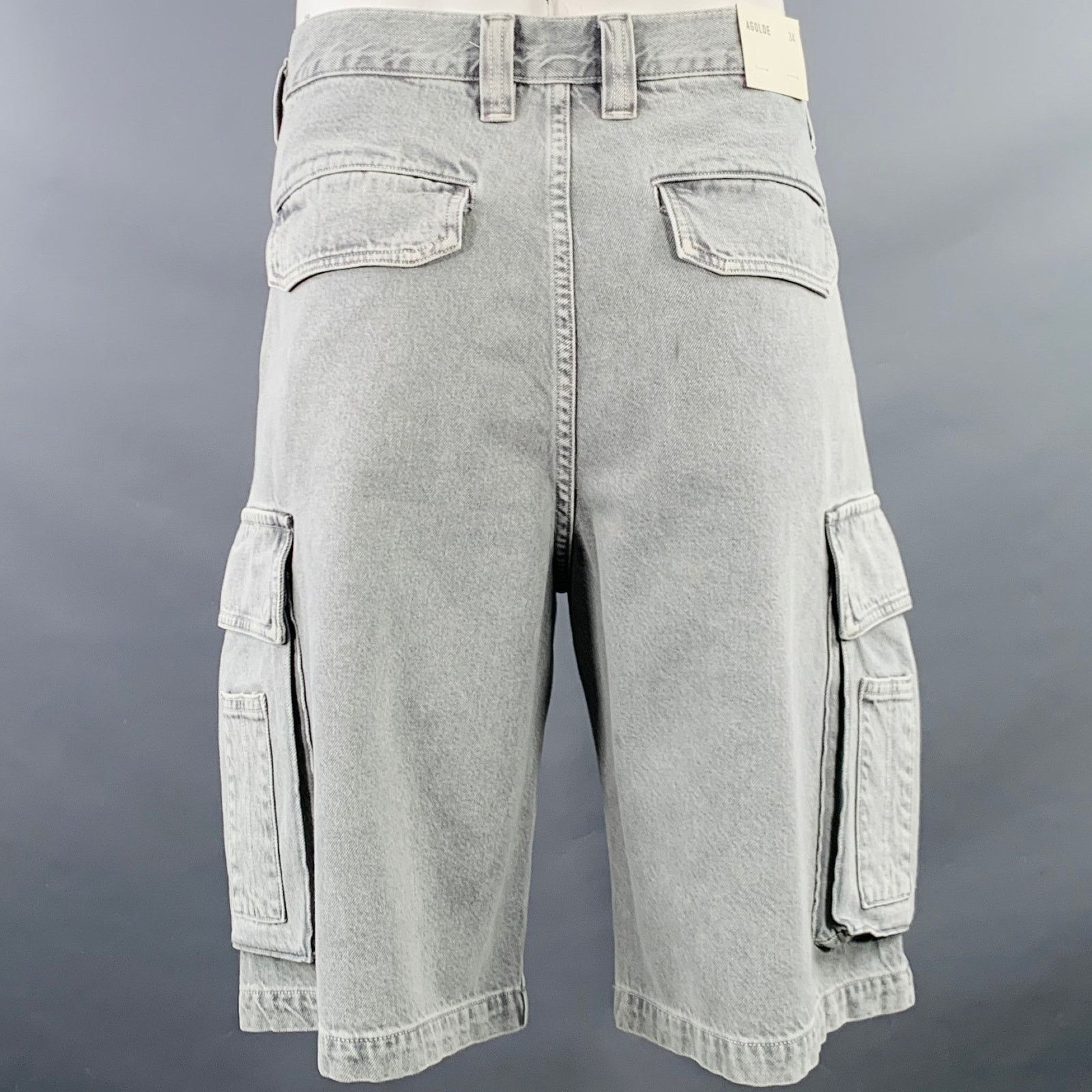Agolde AGOLDE Size 34 Rex Grey Cotton Denim Cargo Shorts Size US 34 / EU 50 - 2 Thumbnail