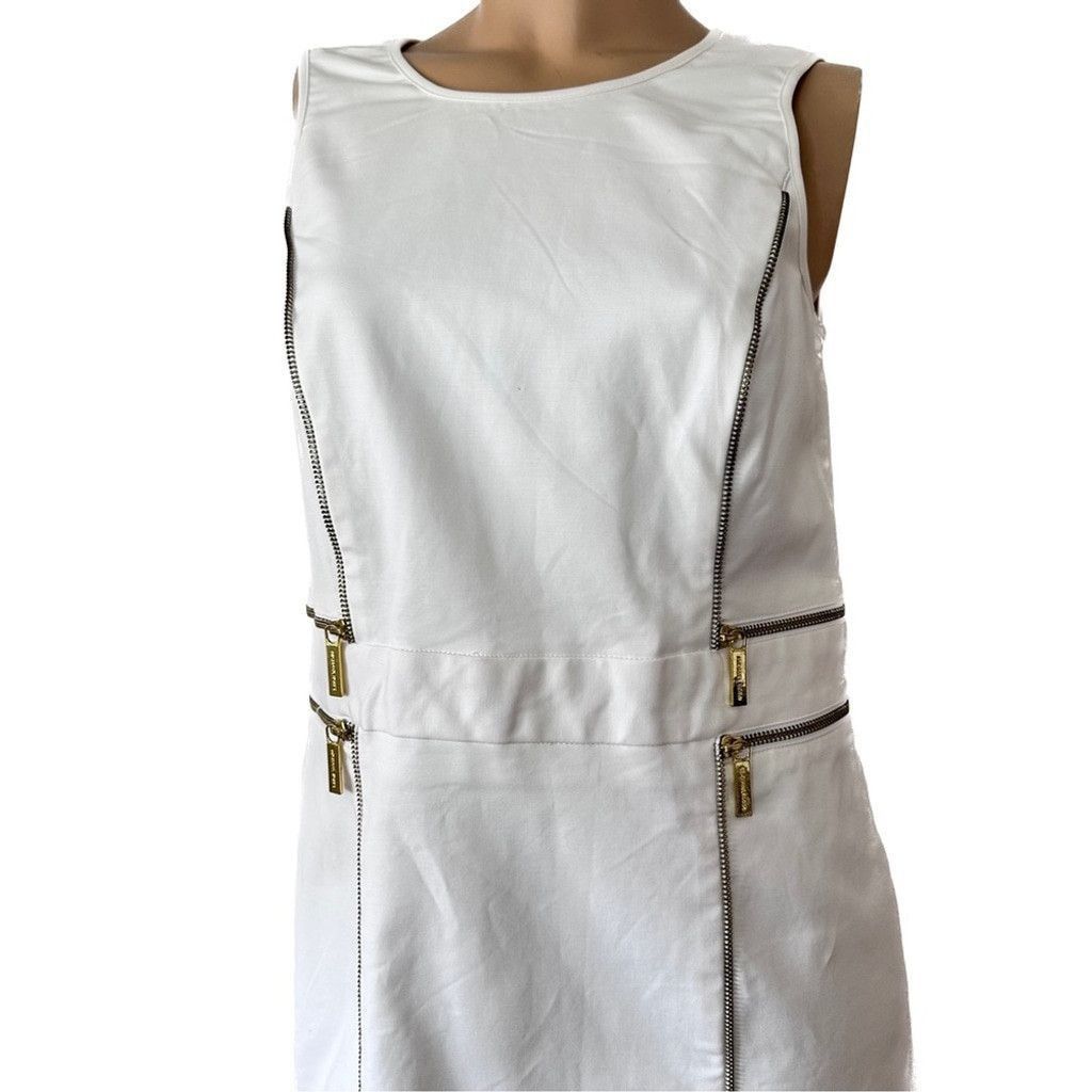 Michael Kors Michael Kors Contrast Zipper Sheath Dress Sleeveless White 8 Size M / US 6-8 / IT 42-44 - 3 Thumbnail