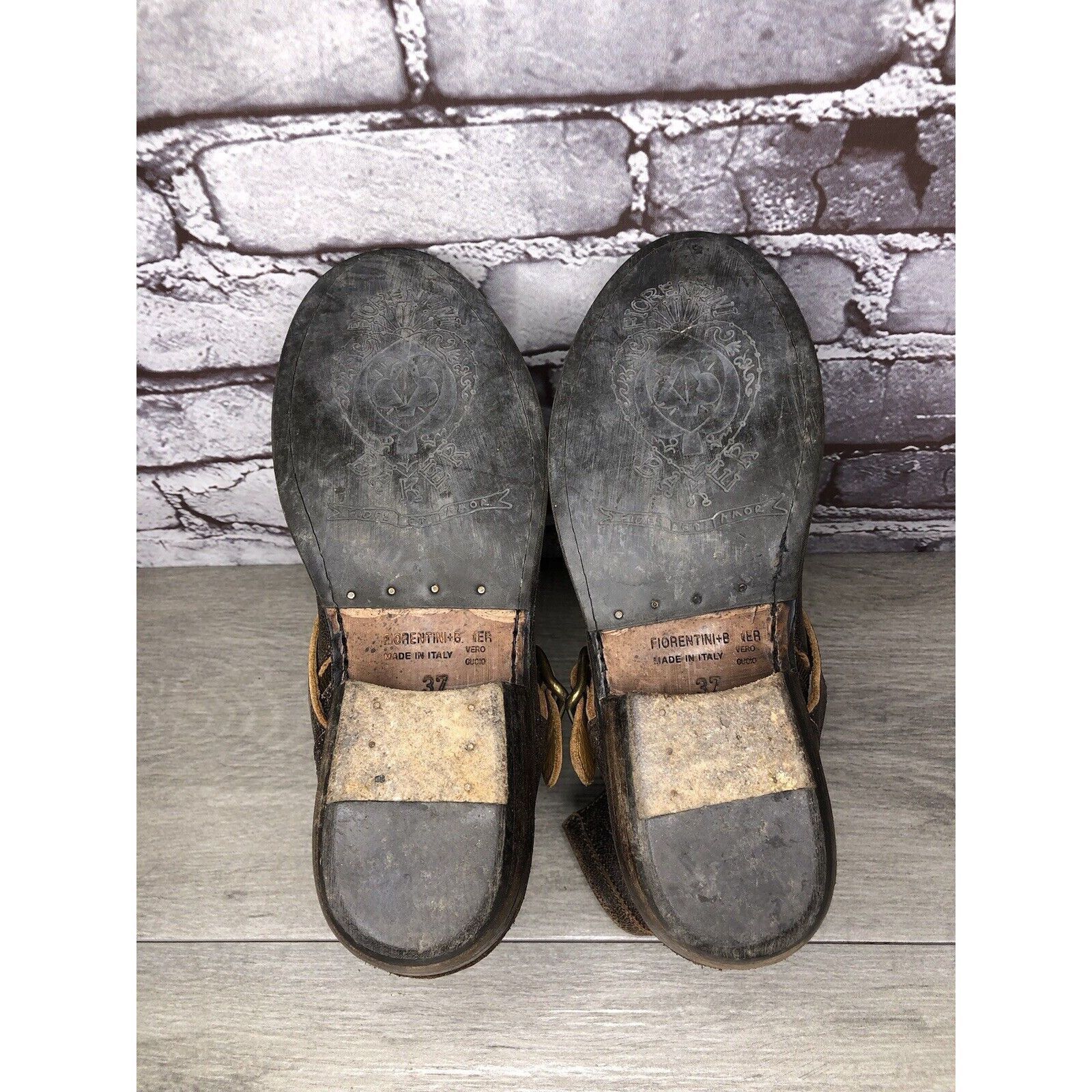 Fiorentini + Baker Fiorentini + Baker Brown Leather Side Zip Buckle Ankle Boots Size US 7 / IT 37 - 12 Thumbnail