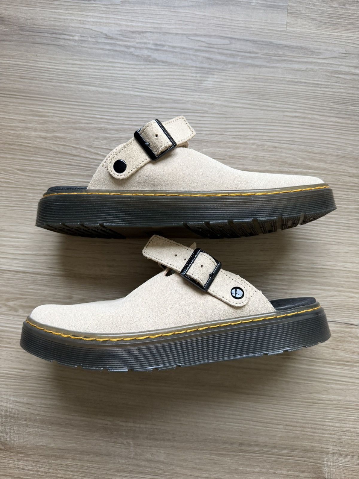 Dr. Martens Dr. Martens cream suede buckle clogs Size US 10 / EU 43 - 1 Thumbnail