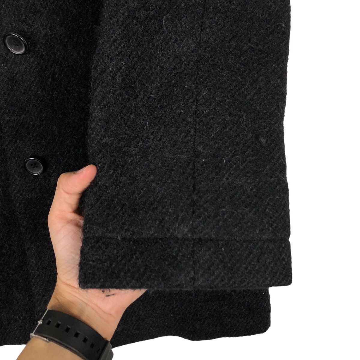 Japanese Brand 🔥Rich Black - Long Fly Coats Wool Herringbone MHL England Size US M / EU 48-50 / 2 - 15 Thumbnail
