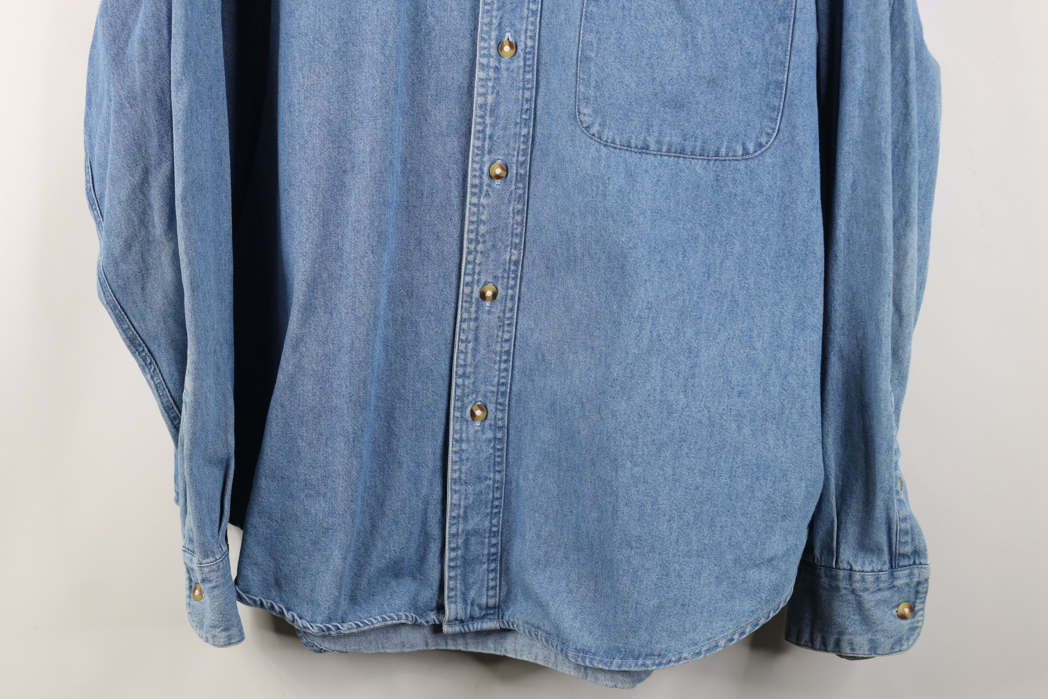 Vintage Vintage 90s Streetwear Band Collar Denim Jean Button Shirt Size US XXL / EU 58 / 5 - 3 Thumbnail