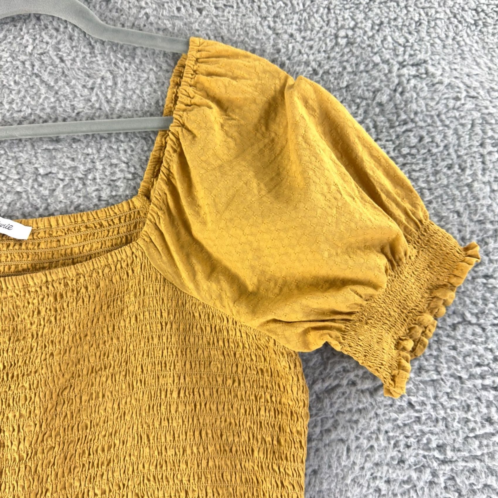 Madewell Madewell Lucie Puff Sleeve Smocked Bodice Top Womens XL Yellow Pullover Size XL / US 12-14 / IT 48-50 - 3 Thumbnail