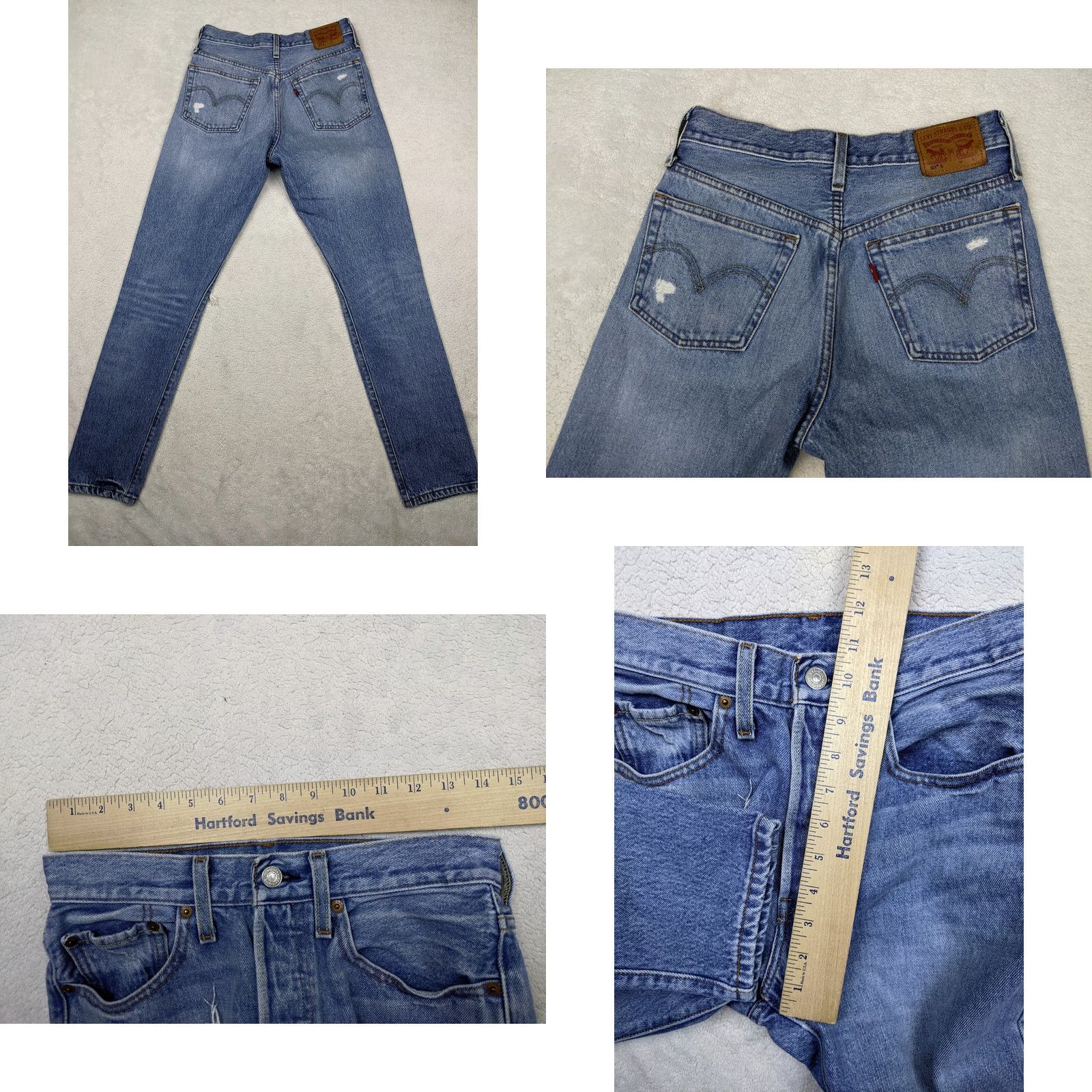 Levi's Levi's 501 S Skinny Jeans Blue Light Wash Button Fly High Rise Womens 26 2 Denim N/A Size 26" / US 2 / IT 38 - 8 Thumbnail