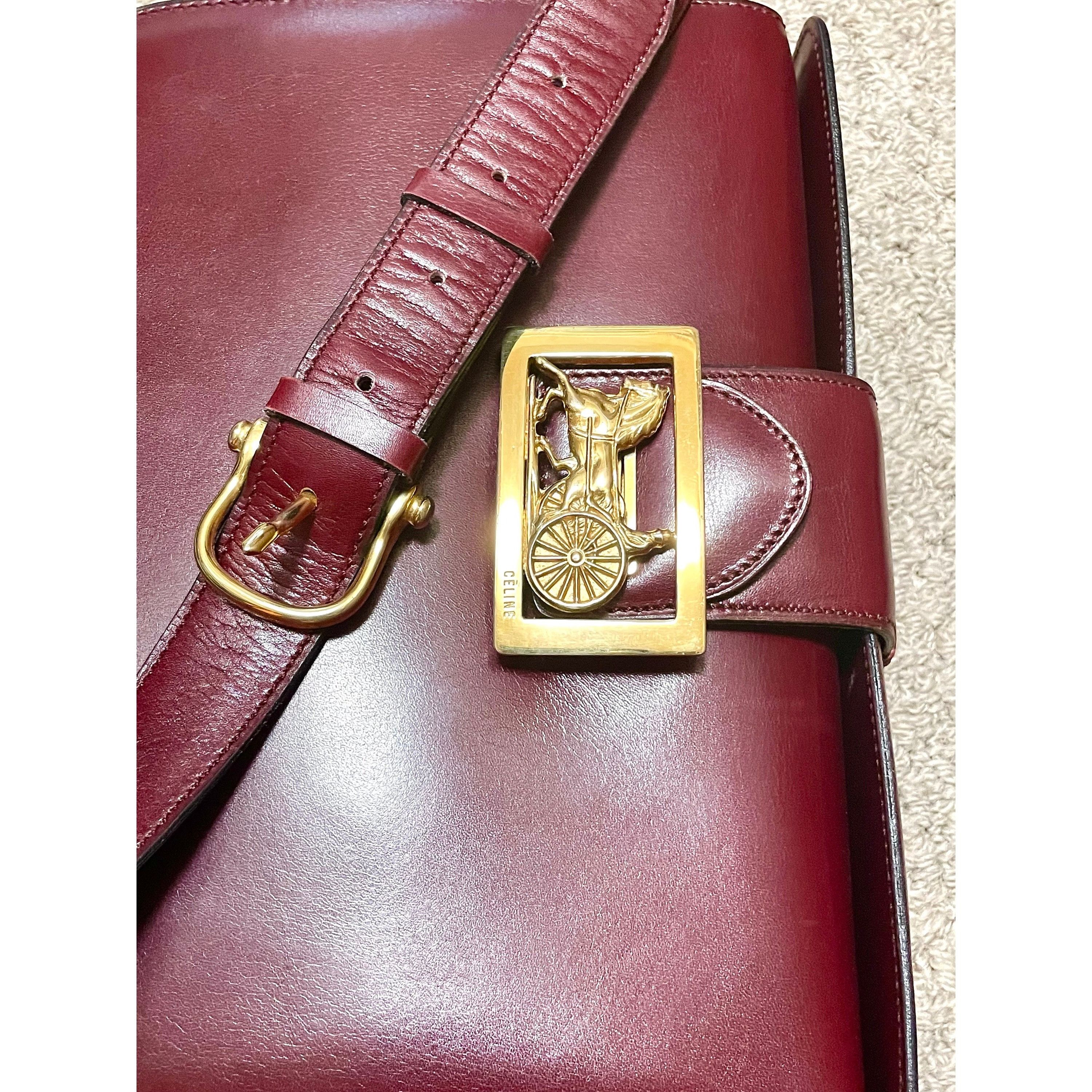 Celine Vintage CELINE wine Bordeaux leather shoulder bag with logo Size ONE SIZE - 6 Thumbnail