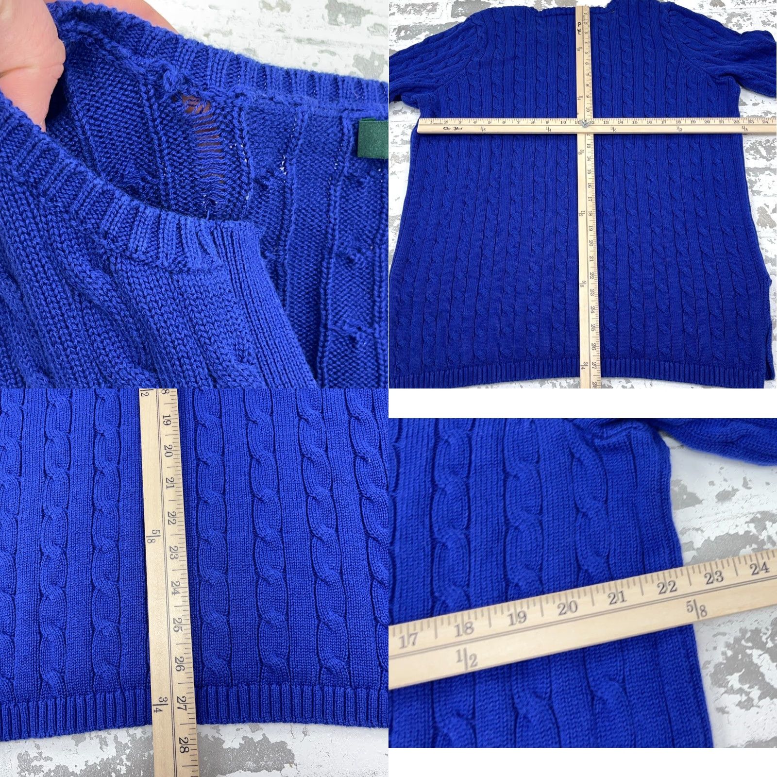Ralph Lauren VINTAGE Lauren Ralph Lauren Sweater Women 1X Blue Cable-Knit V-Neck Pullover Regular Fit All Seasons Womens Women Size XL / US 12-14 / IT 48-50 - 8 Thumbnail