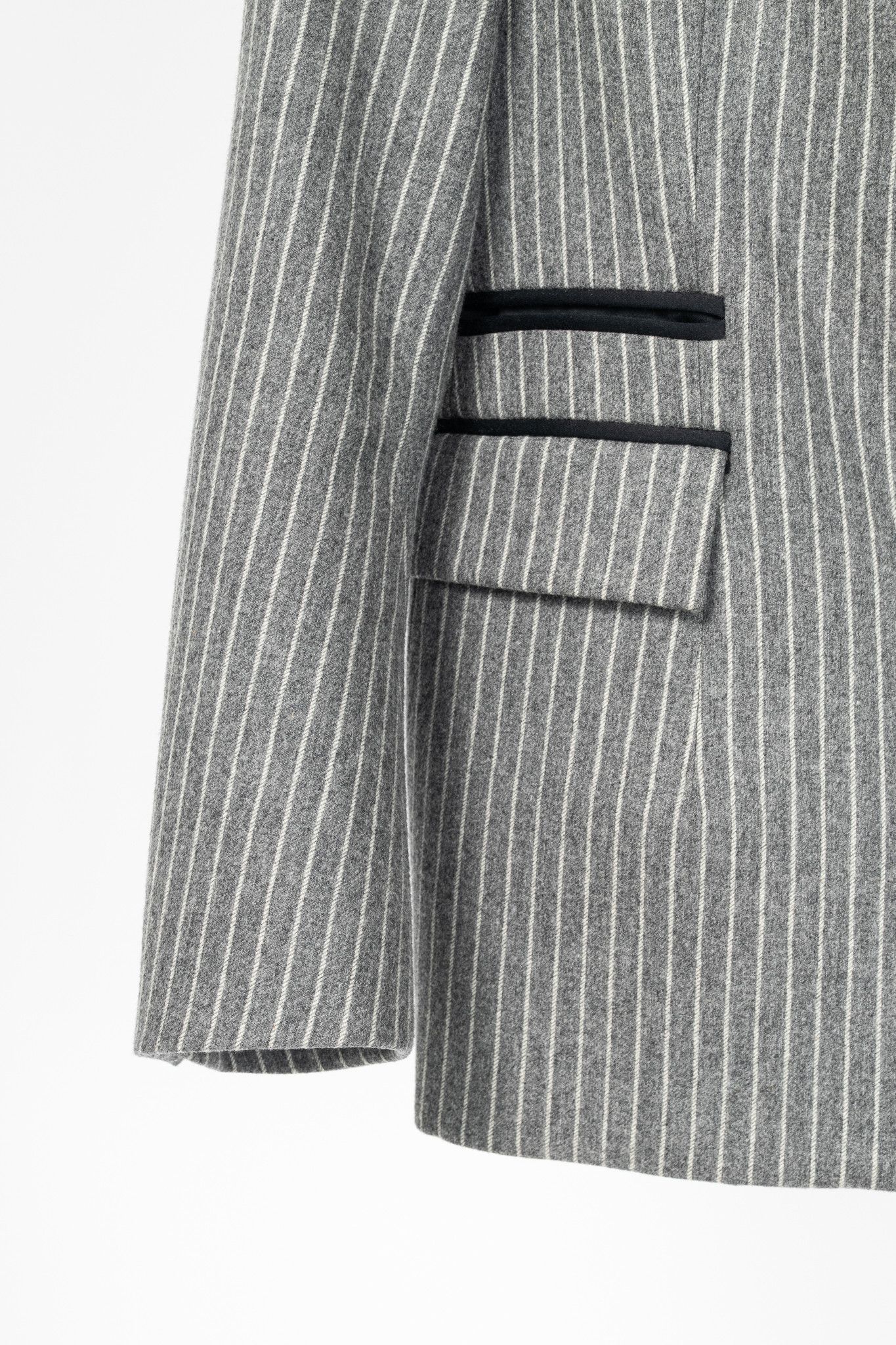 Balenciaga Balenciaga AW07 Pinstripe Wool-Flannel Velvet-Lapel Blazer Size XL / US 12-14 / IT 48-50 - 6 Thumbnail