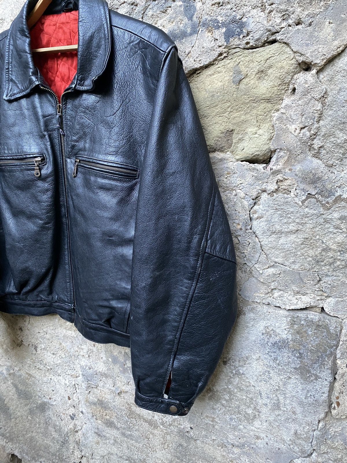 Vintage Vintage 80s Oversized Motorcycle Bomber Leather Jacket Size US L / EU 52-54 / 3 - 4 Thumbnail