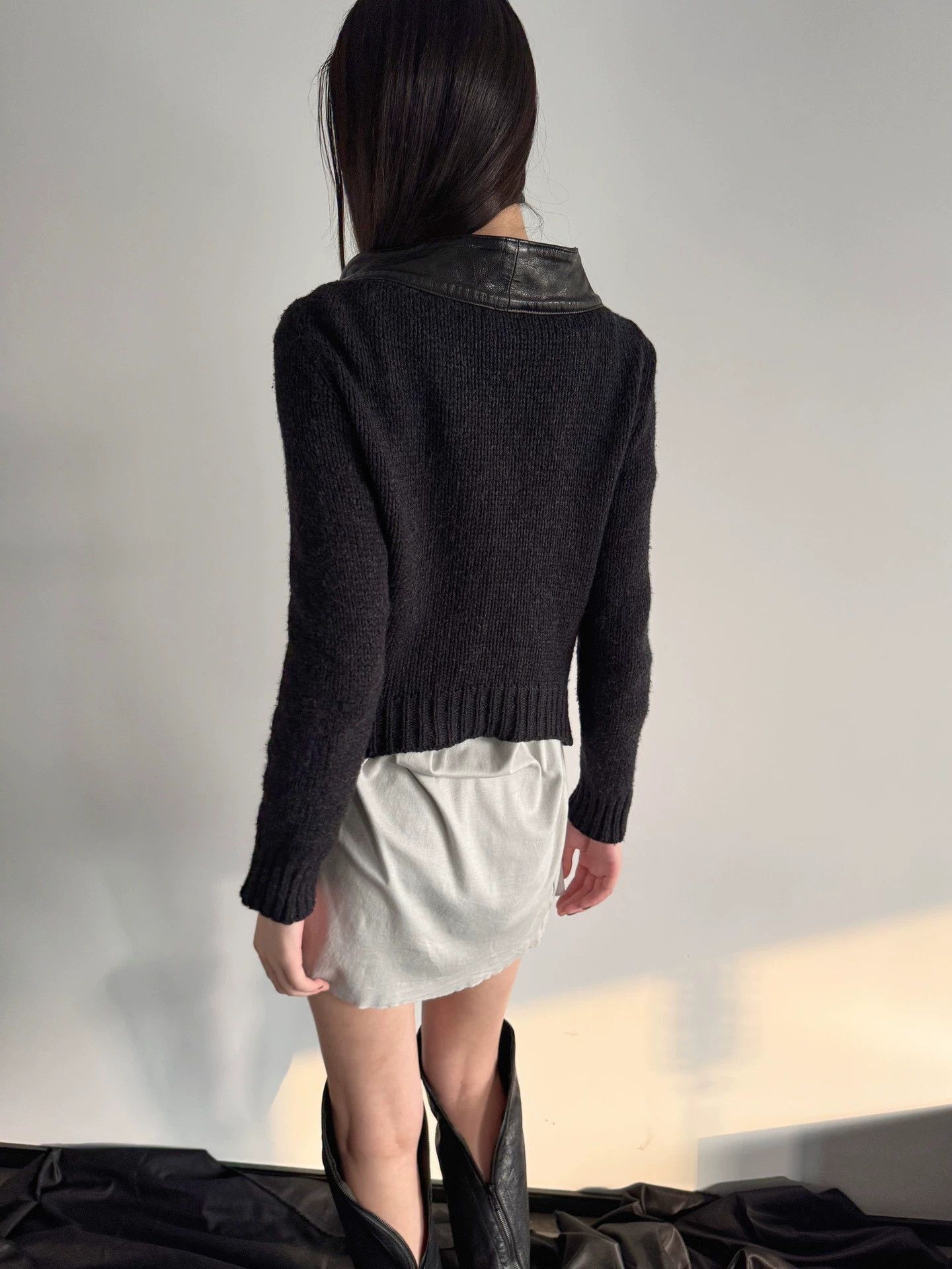 Yohji Yamamoto Yohji Yamamoto Limi Feu Goatskin-Wool Knit Jacket S Vtg Size S / US 4 / IT 40 - 7 Thumbnail