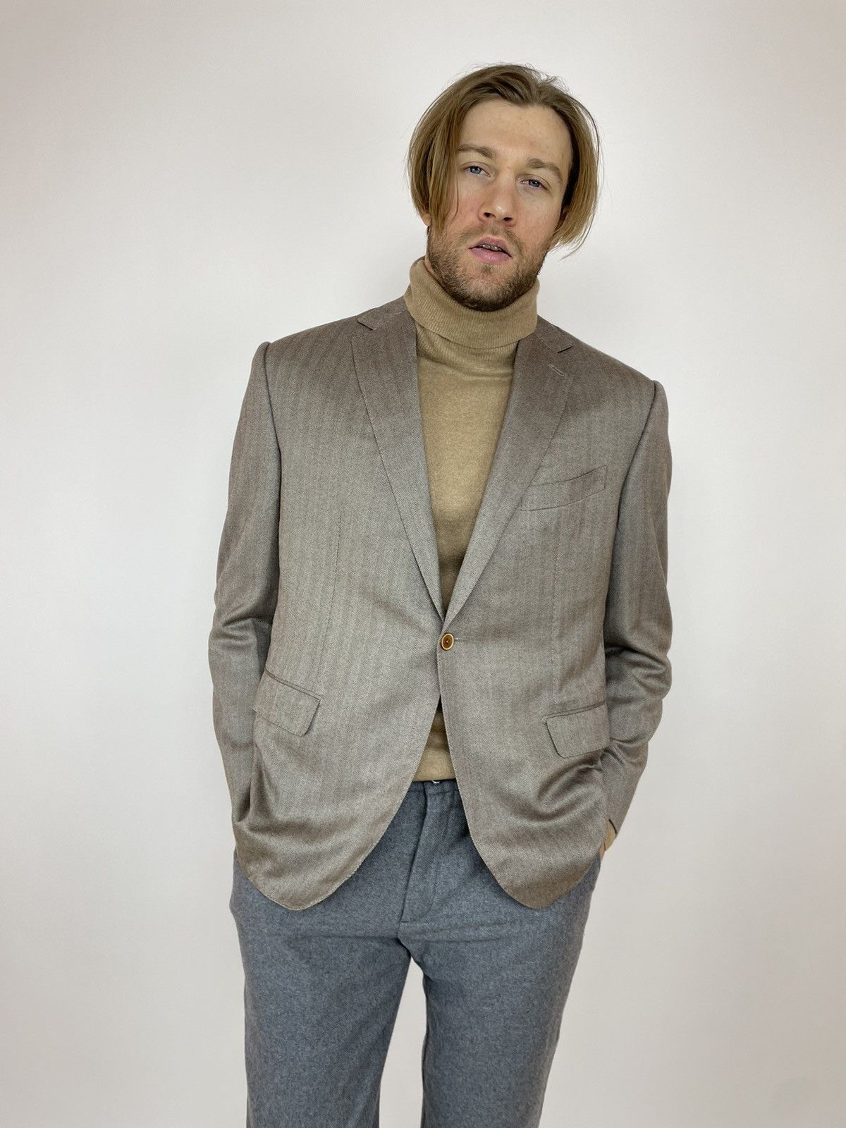 Designer × SCABAL SCABAL Cashmere Blazer one button Mens size 56R Size 46R - 10 Thumbnail