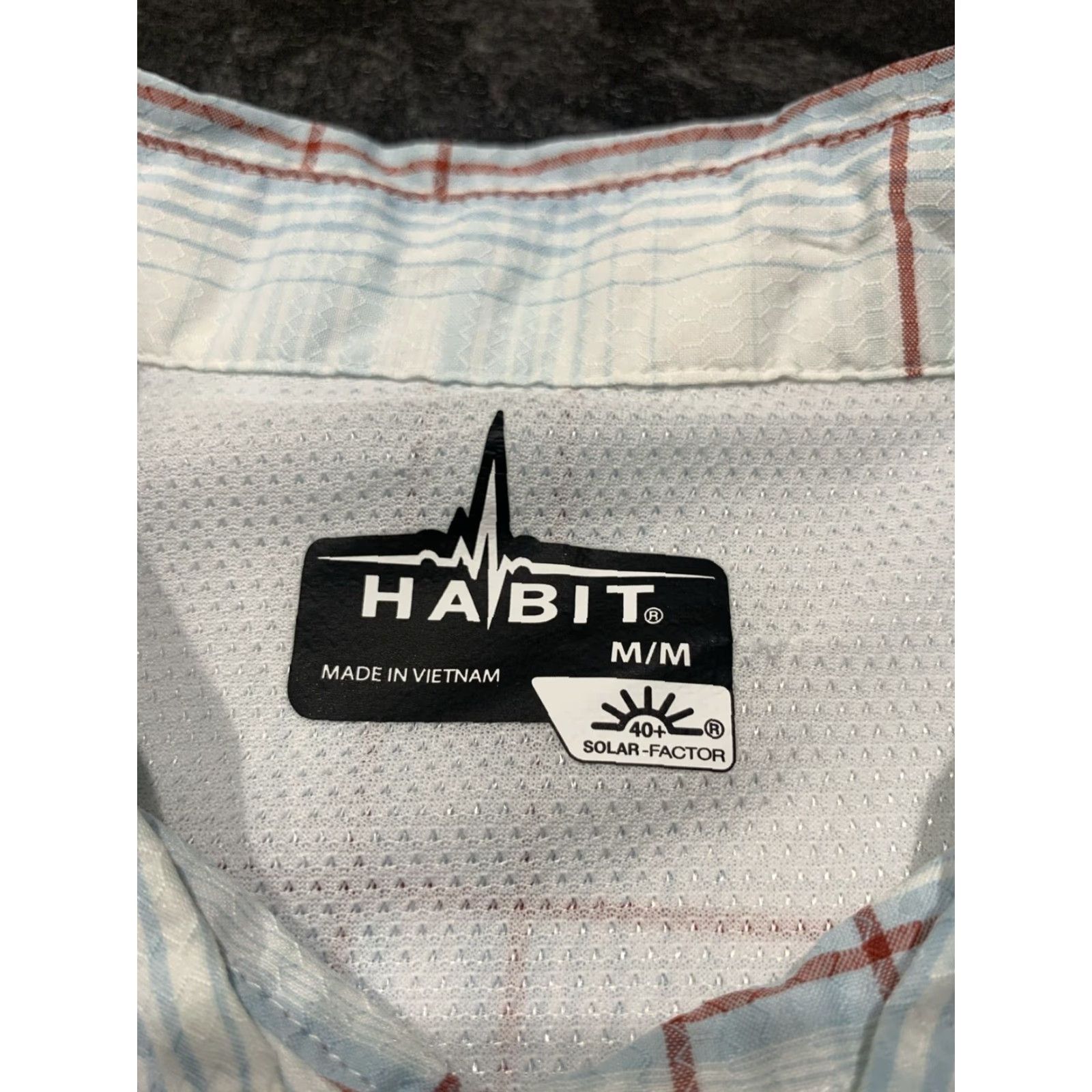 Habitat Habit Men’s Short Sleeve Shirt M White Blue UV Protection Vented Lightweight Fish Pattern Size US M / EU 48-50 / 2 - 7 Thumbnail