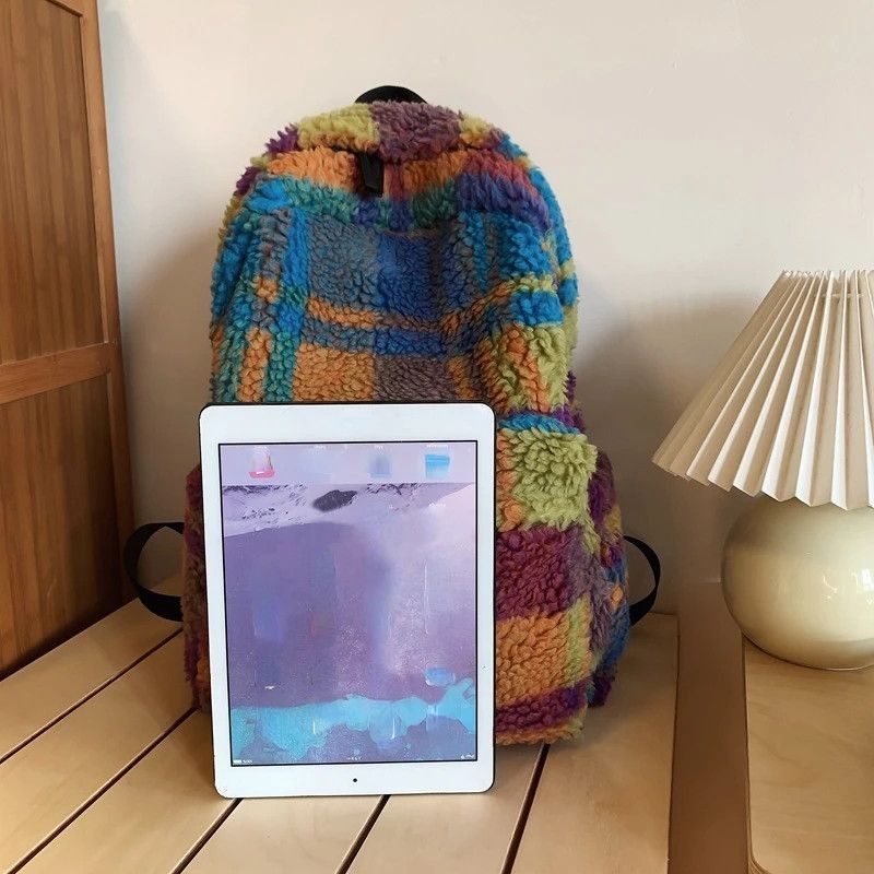 Japanese Brand Unisex Fluffy Wool Plush Backpack Size ONE SIZE - 4 Thumbnail